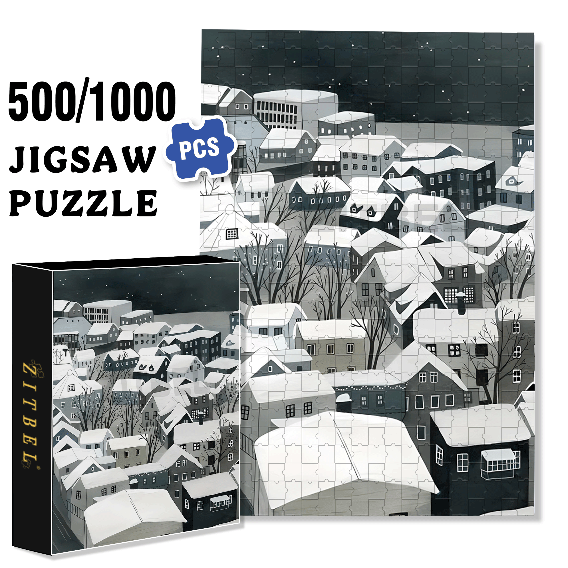 My Snow Country 2 500pcs/1000pcs Jigsaw Puzzle, Scratch-Resistant, Interactive Family Game & Brain-Boosting DIY Decor, Perfect for Halloween, Christmas & New Year Gifts, Family Puzzle Game