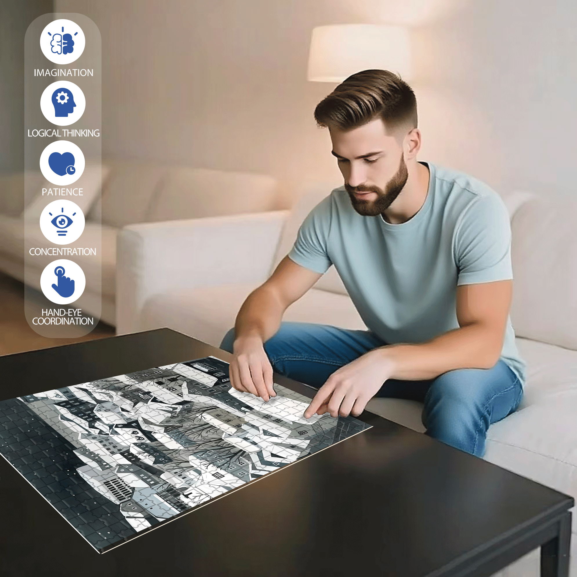 My Snow Country 2 500pcs/1000pcs Jigsaw Puzzle, Scratch-Resistant, Interactive Family Game & Brain-Boosting DIY Decor, Perfect for Halloween, Christmas & New Year Gifts, Family Puzzle Game