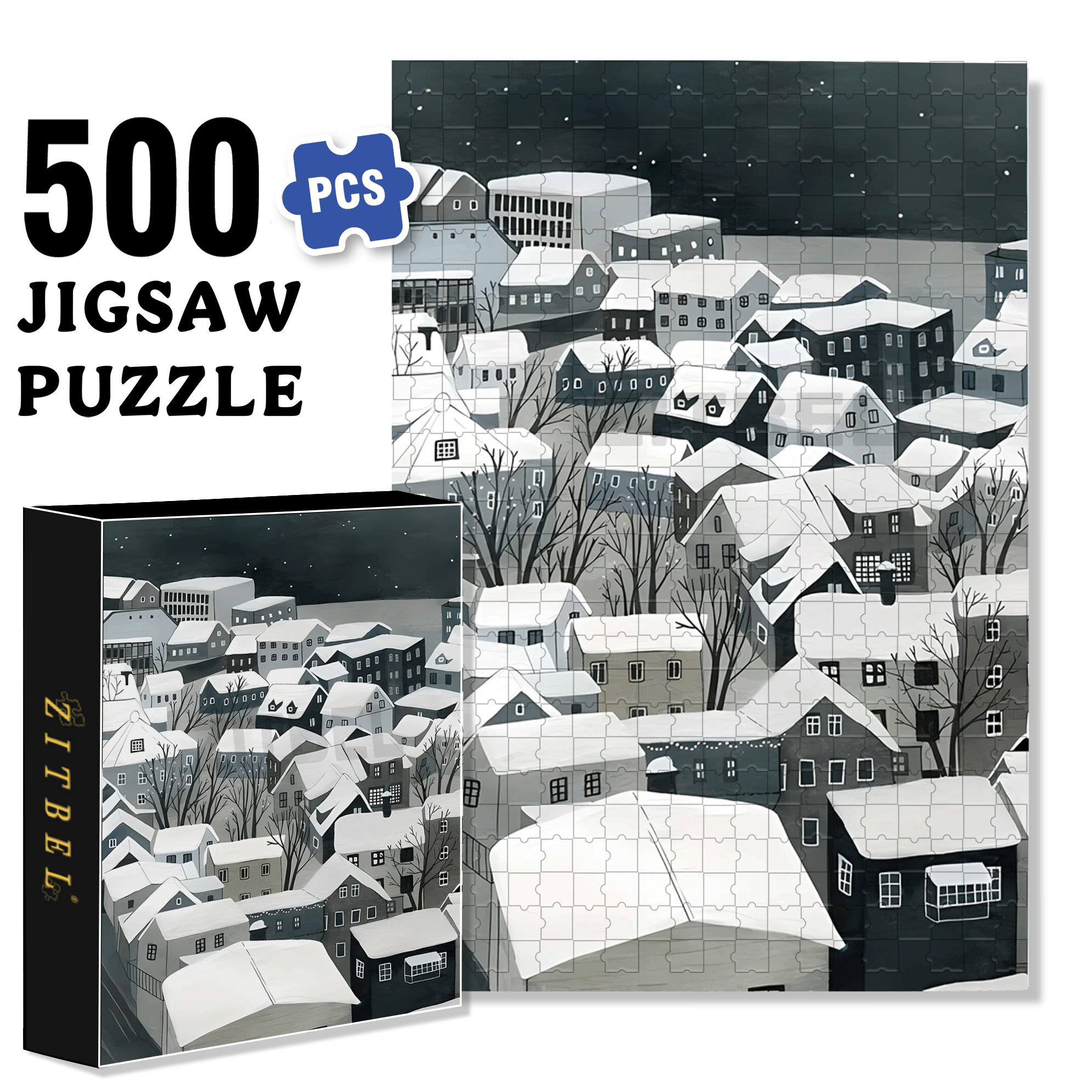My Snow Country 2 500pcs/1000pcs Jigsaw Puzzle, Scratch-Resistant, Interactive Family Game & Brain-Boosting DIY Decor, Perfect for Halloween, Christmas & New Year Gifts, Family Puzzle Game