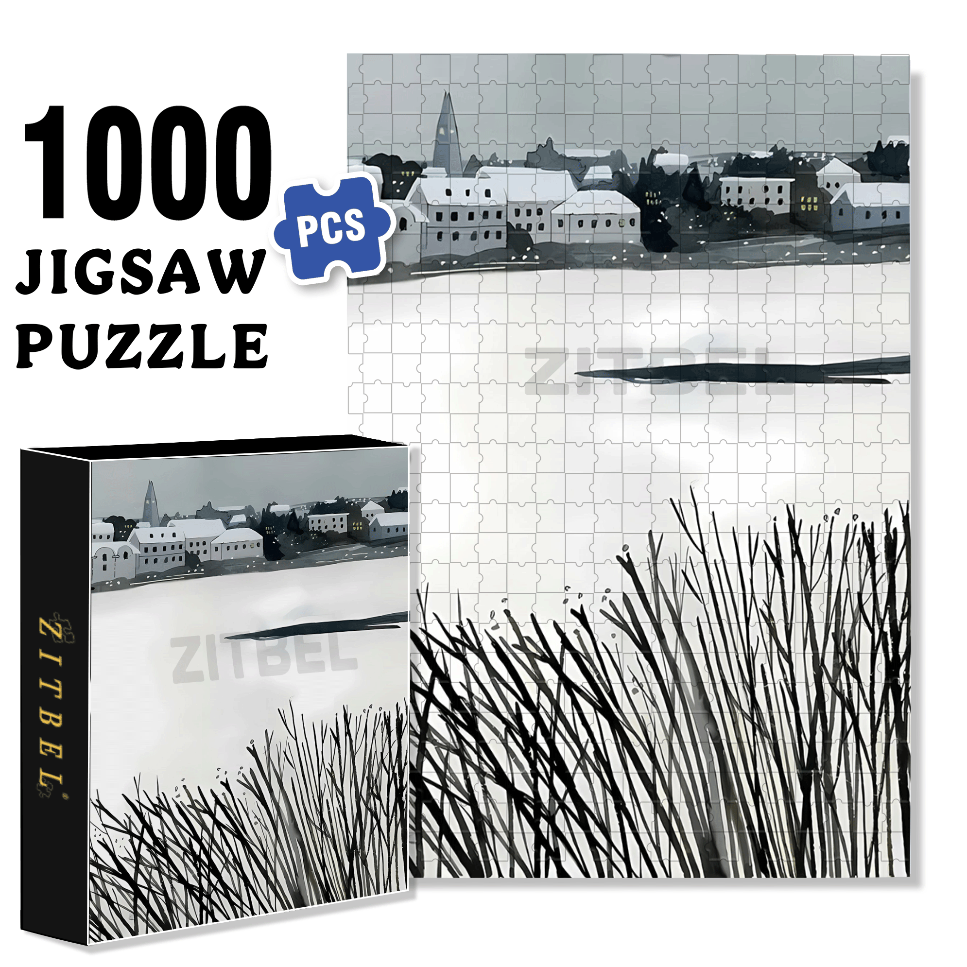 My Snow Country 500pcs/1000pcs Jigsaw Puzzle, Scratch-Resistant, Interactive Family Game & Brain-Boosting DIY Decor, Perfect for Halloween, Christmas & New Year Gifts, Family Puzzle Game