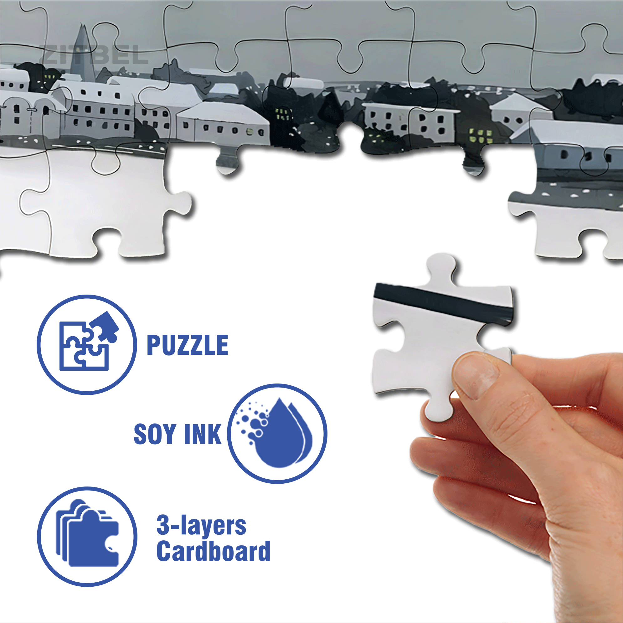 My Snow Country 500pcs/1000pcs Jigsaw Puzzle, Scratch-Resistant, Interactive Family Game & Brain-Boosting DIY Decor, Perfect for Halloween, Christmas & New Year Gifts, Family Puzzle Game