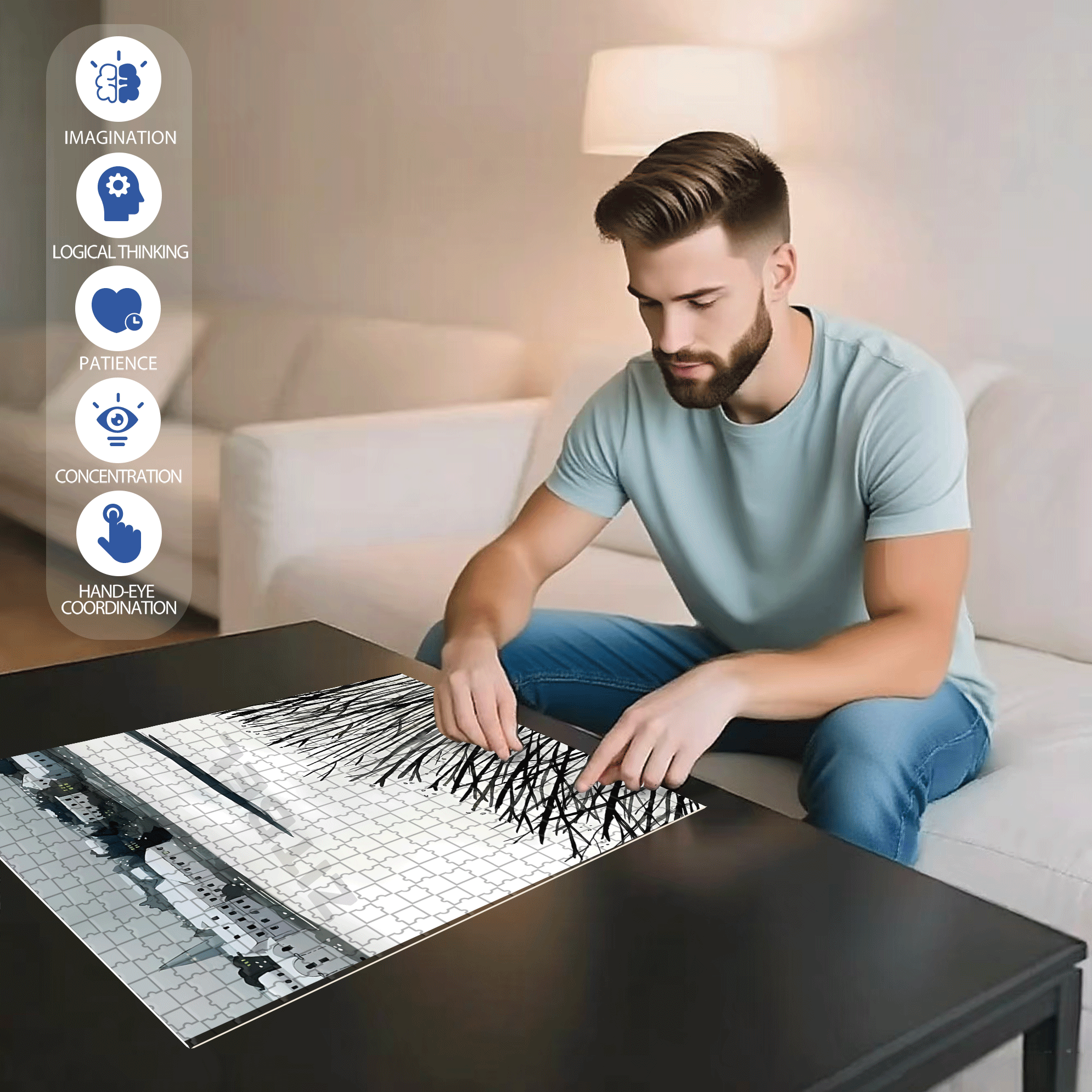 My Snow Country 500pcs/1000pcs Jigsaw Puzzle, Scratch-Resistant, Interactive Family Game & Brain-Boosting DIY Decor, Perfect for Halloween, Christmas & New Year Gifts, Family Puzzle Game