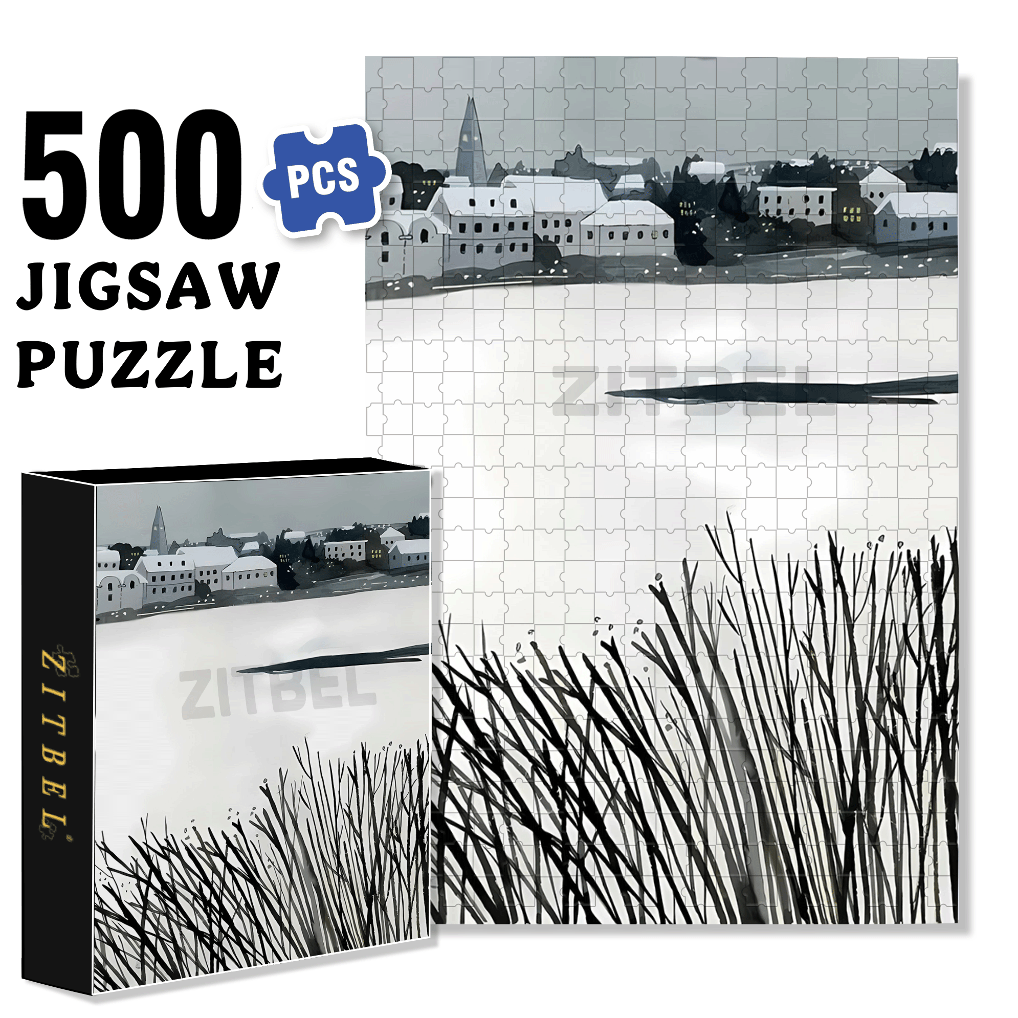 My Snow Country 500pcs/1000pcs Jigsaw Puzzle, Scratch-Resistant, Interactive Family Game & Brain-Boosting DIY Decor, Perfect for Halloween, Christmas & New Year Gifts, Family Puzzle Game