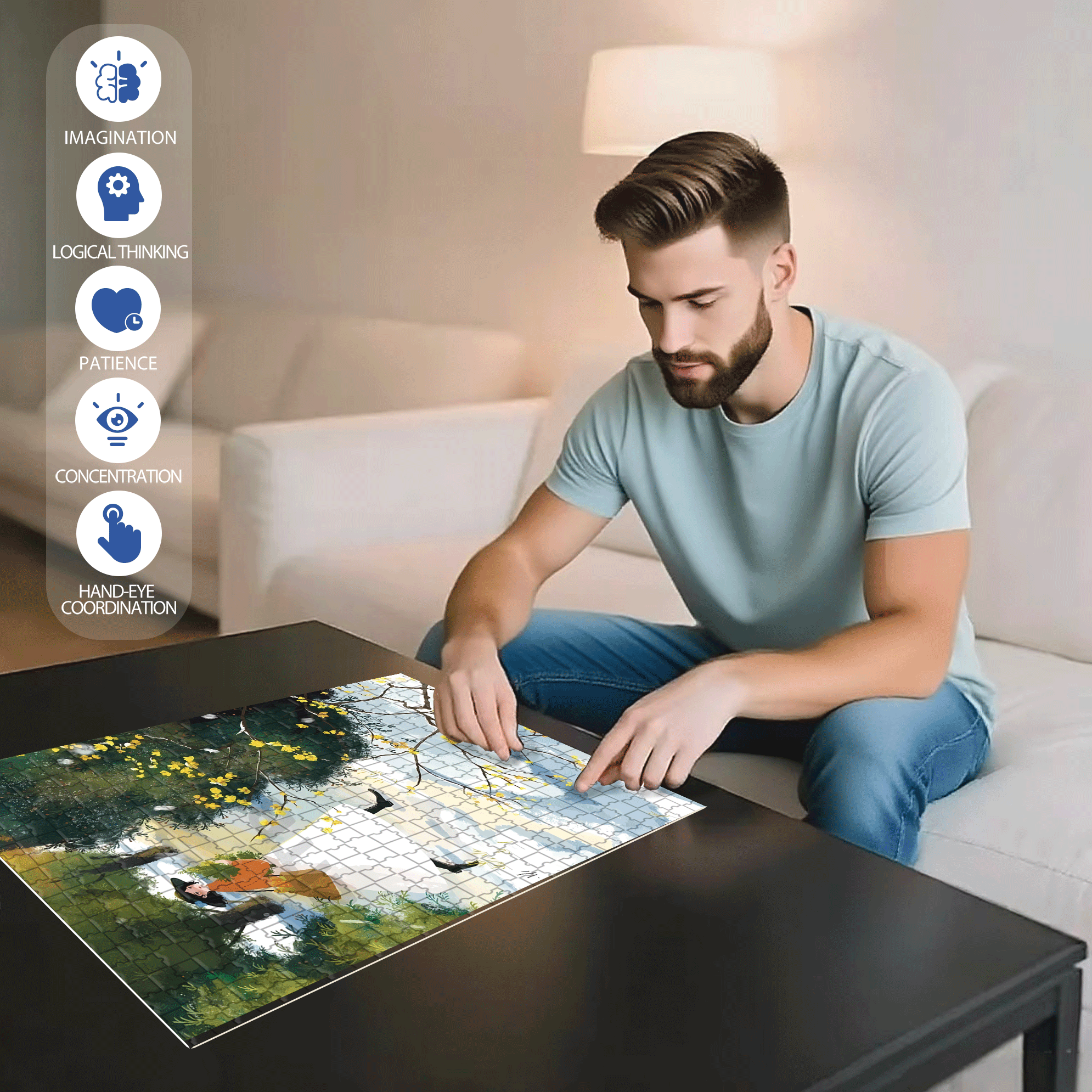 Obey The Inner Voice 16 500pcs/1000pcs Jigsaw Puzzle, Scratch-Resistant, Interactive Family Game & Brain-Boosting DIY Decor, Perfect for Halloween, Christmas & New Year Gifts, Family Puzzle Game