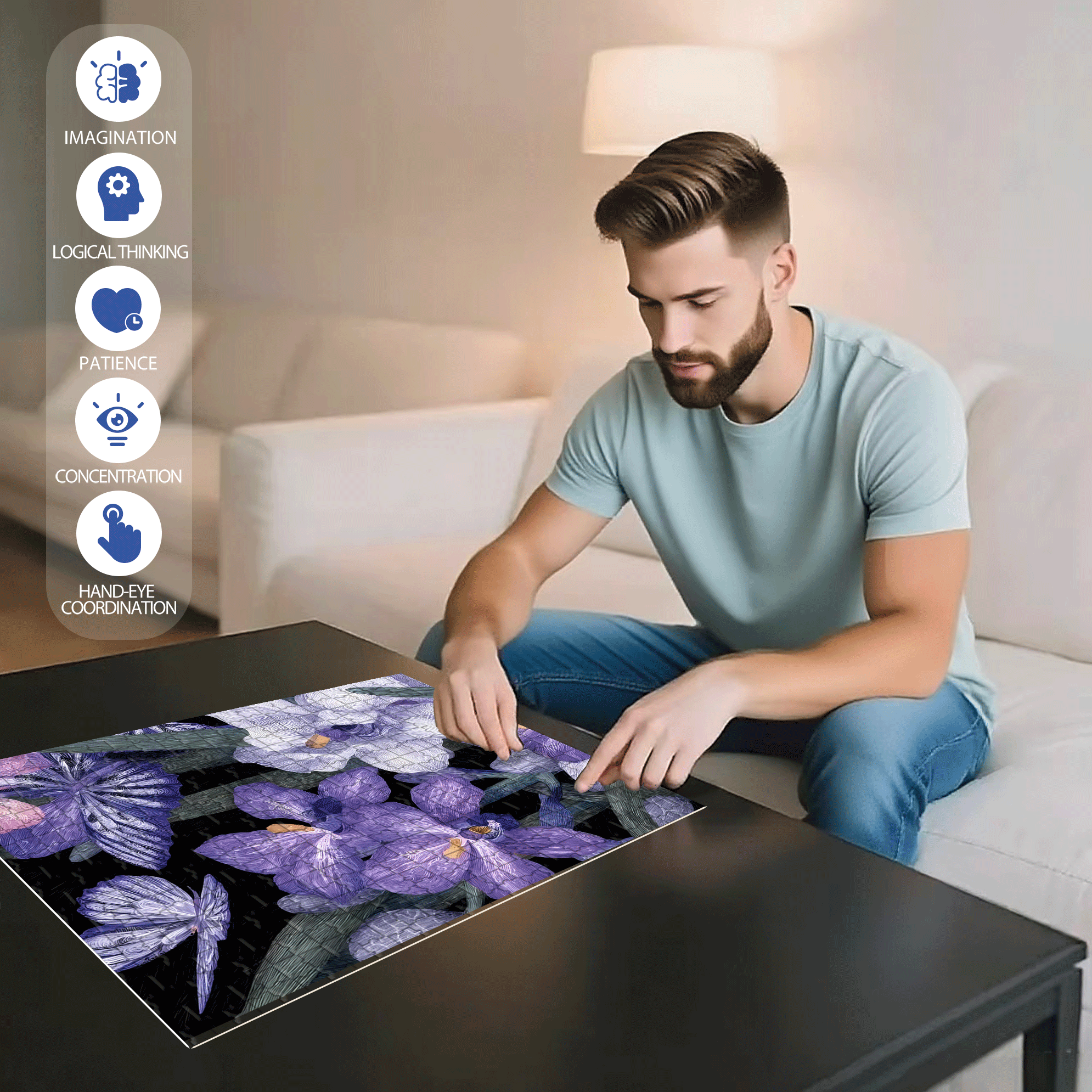 Orchid Dream 2 500pcs/1000pcs Jigsaw Puzzle, Scratch-Resistant, Interactive Family Game & Brain-Boosting DIY Decor, Perfect for Halloween, Christmas & New Year Gifts, Family Puzzle Game