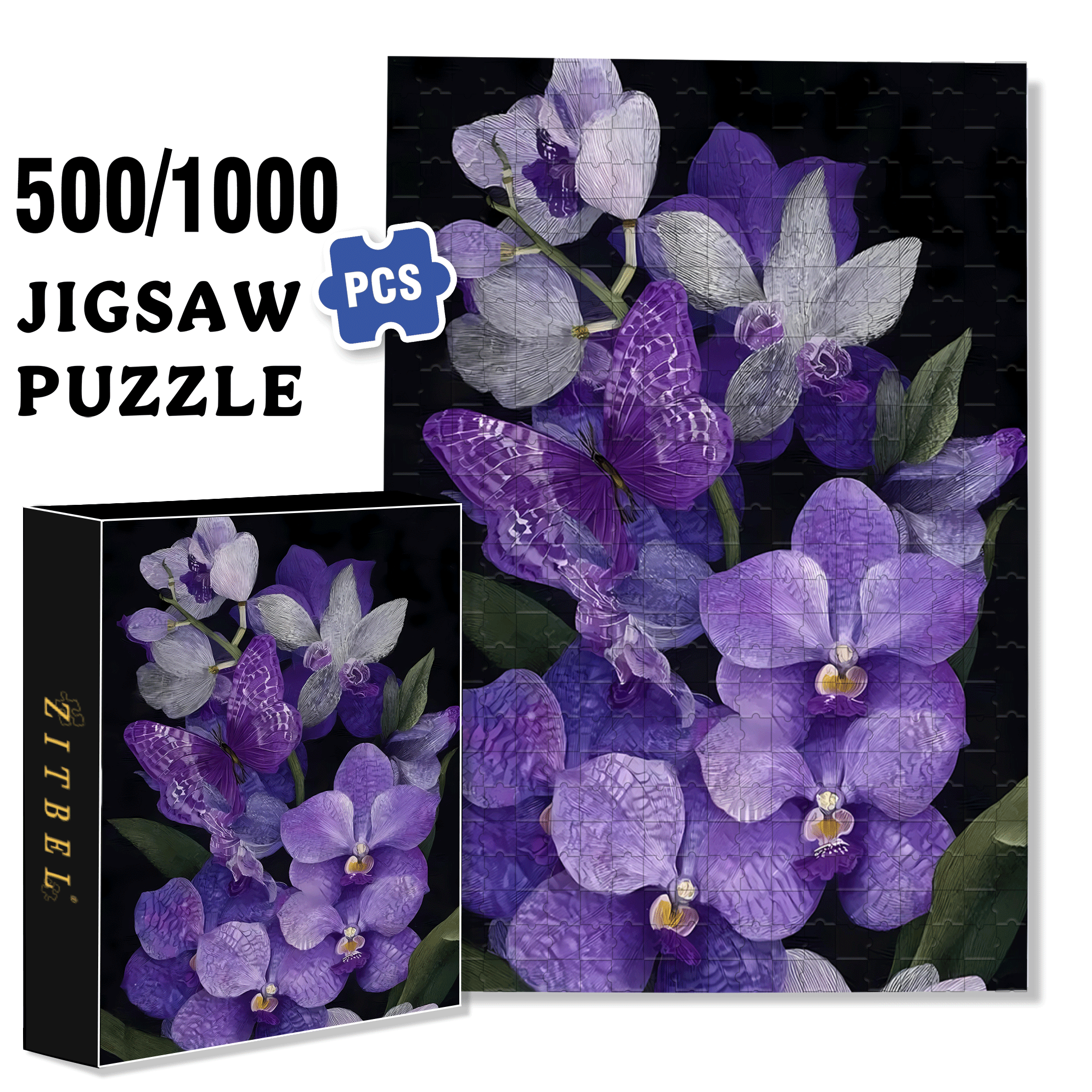 Orchid Dream 500pcs/1000pcs Jigsaw Puzzle, Scratch-Resistant, Interactive Family Game & Brain-Boosting DIY Decor, Perfect for Halloween, Christmas & New Year Gifts, Family Puzzle Game