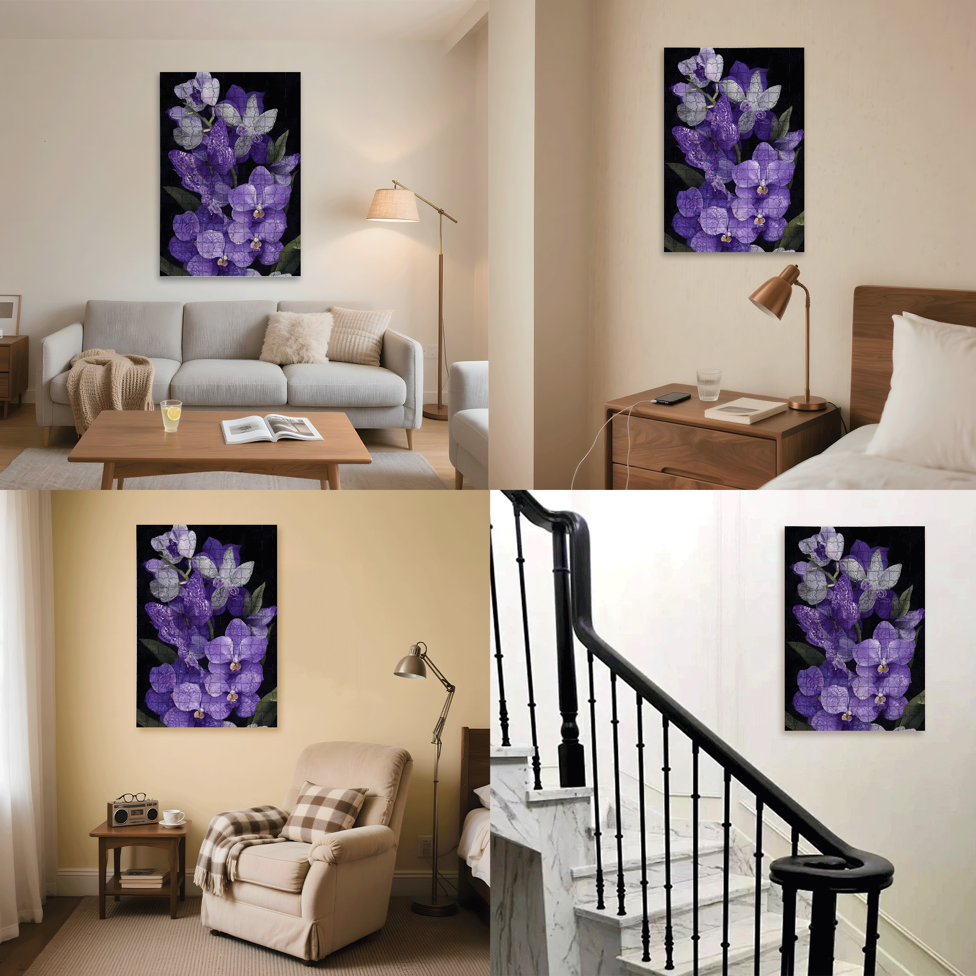 Orchid Dream 500pcs/1000pcs Jigsaw Puzzle, Scratch-Resistant, Interactive Family Game & Brain-Boosting DIY Decor, Perfect for Halloween, Christmas & New Year Gifts, Family Puzzle Game