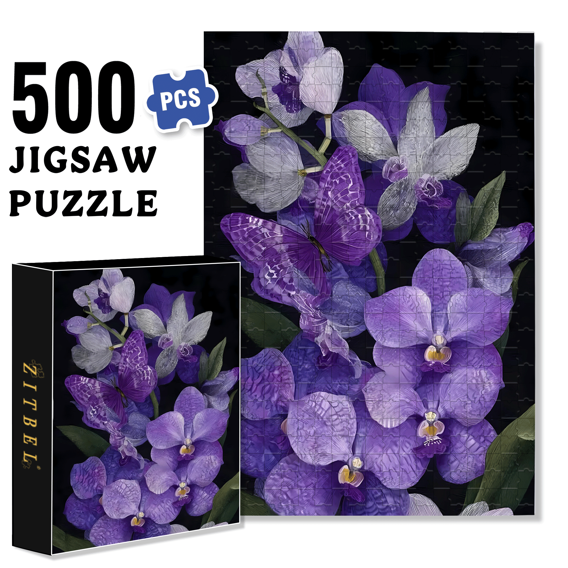Orchid Dream 500pcs/1000pcs Jigsaw Puzzle, Scratch-Resistant, Interactive Family Game & Brain-Boosting DIY Decor, Perfect for Halloween, Christmas & New Year Gifts, Family Puzzle Game
