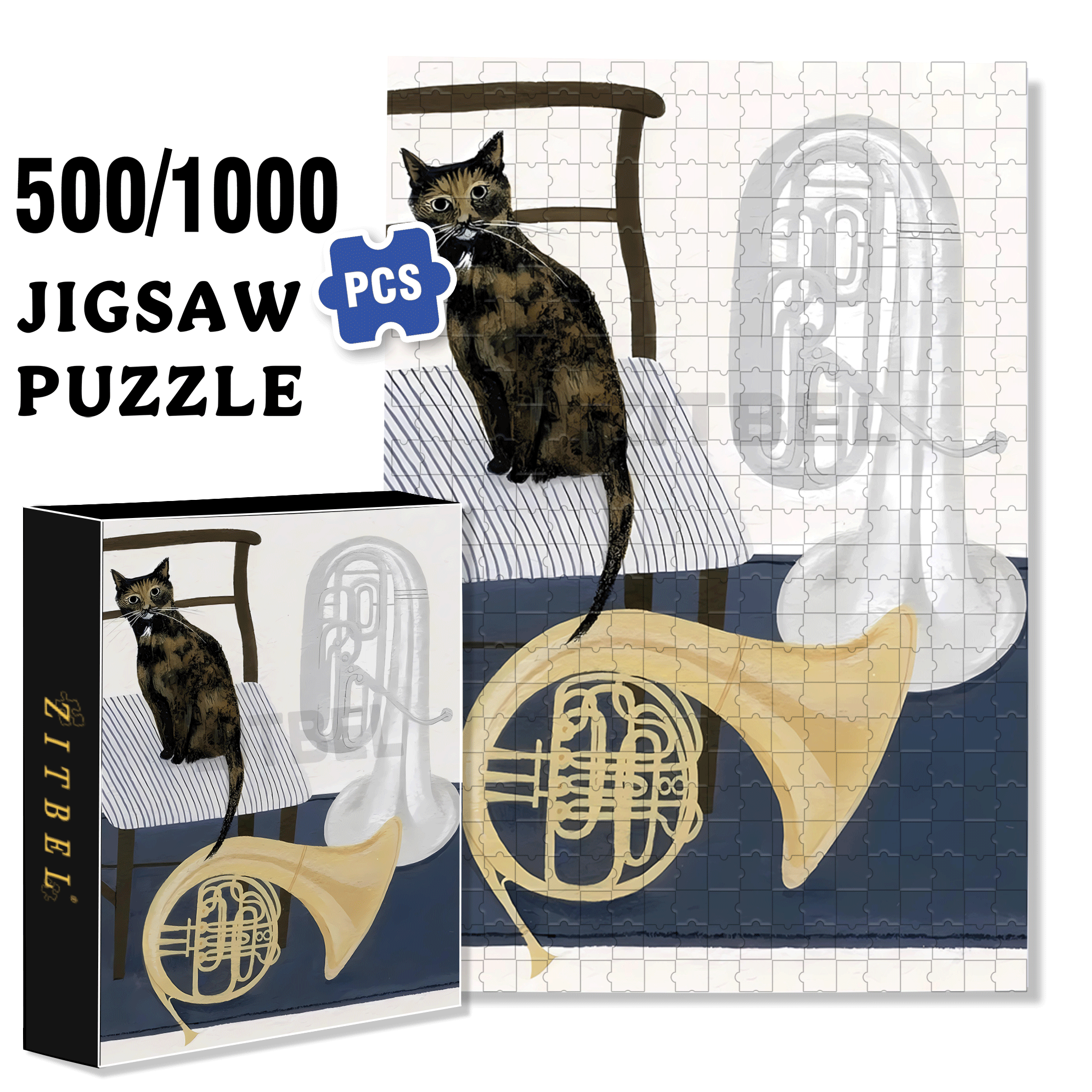 Pet Portraits 3 500pcs/1000pcs Jigsaw Puzzle, Scratch-Resistant, Interactive Family Game & Brain-Boosting DIY Decor, Perfect for Halloween, Christmas & New Year Gifts, Family Puzzle Game