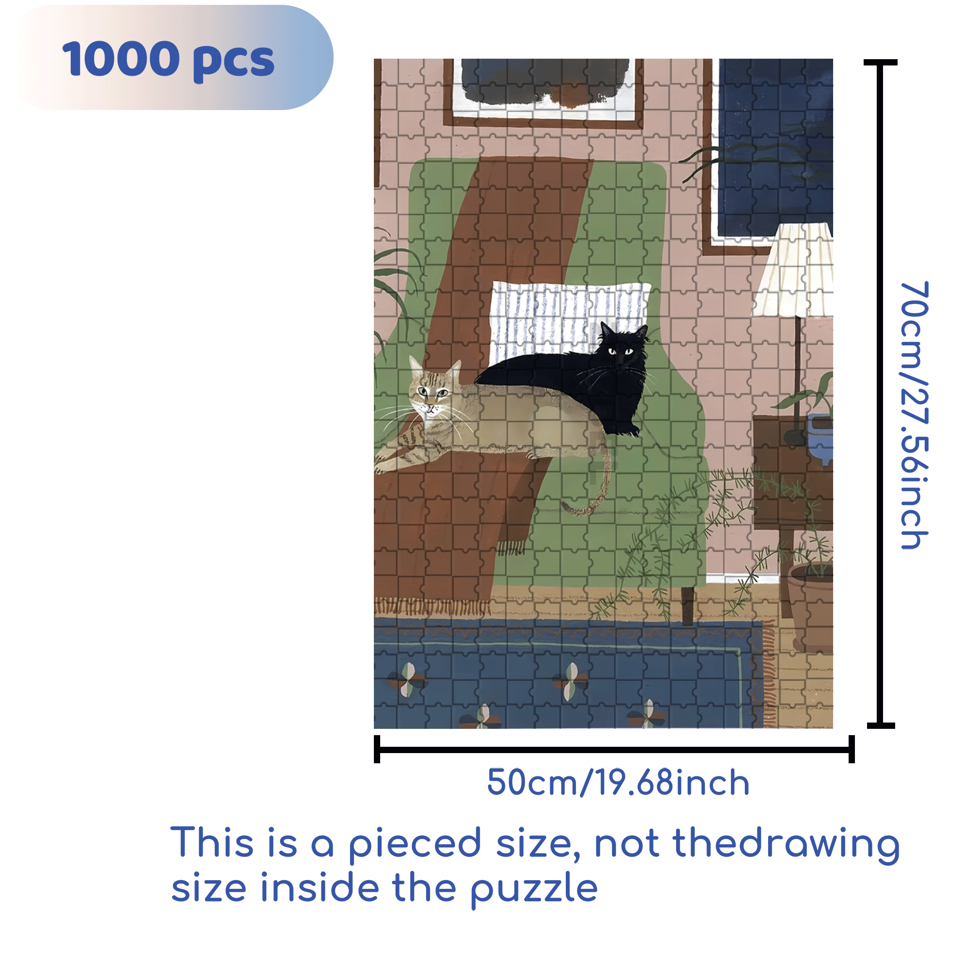 Pet Portraits 4 500pcs/1000pcs Jigsaw Puzzle, Scratch-Resistant, Interactive Family Game & Brain-Boosting DIY Decor, Perfect for Halloween, Christmas & New Year Gifts, Family Puzzle Game