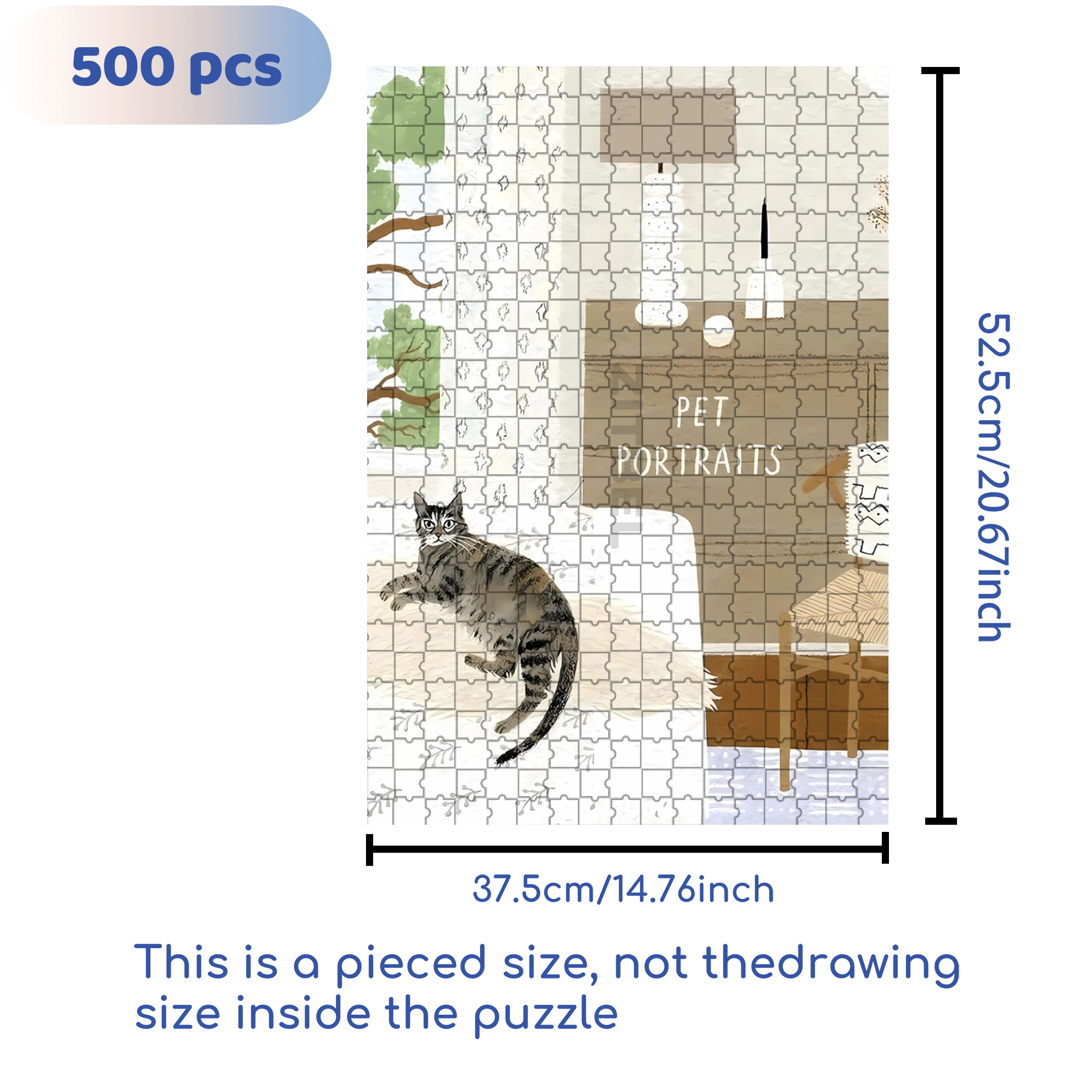 Pet Portraits 500pcs/1000pcs Jigsaw Puzzle, Scratch-Resistant, Interactive Family Game & Brain-Boosting DIY Decor, Perfect for Halloween, Christmas & New Year Gifts, Family Puzzle Game