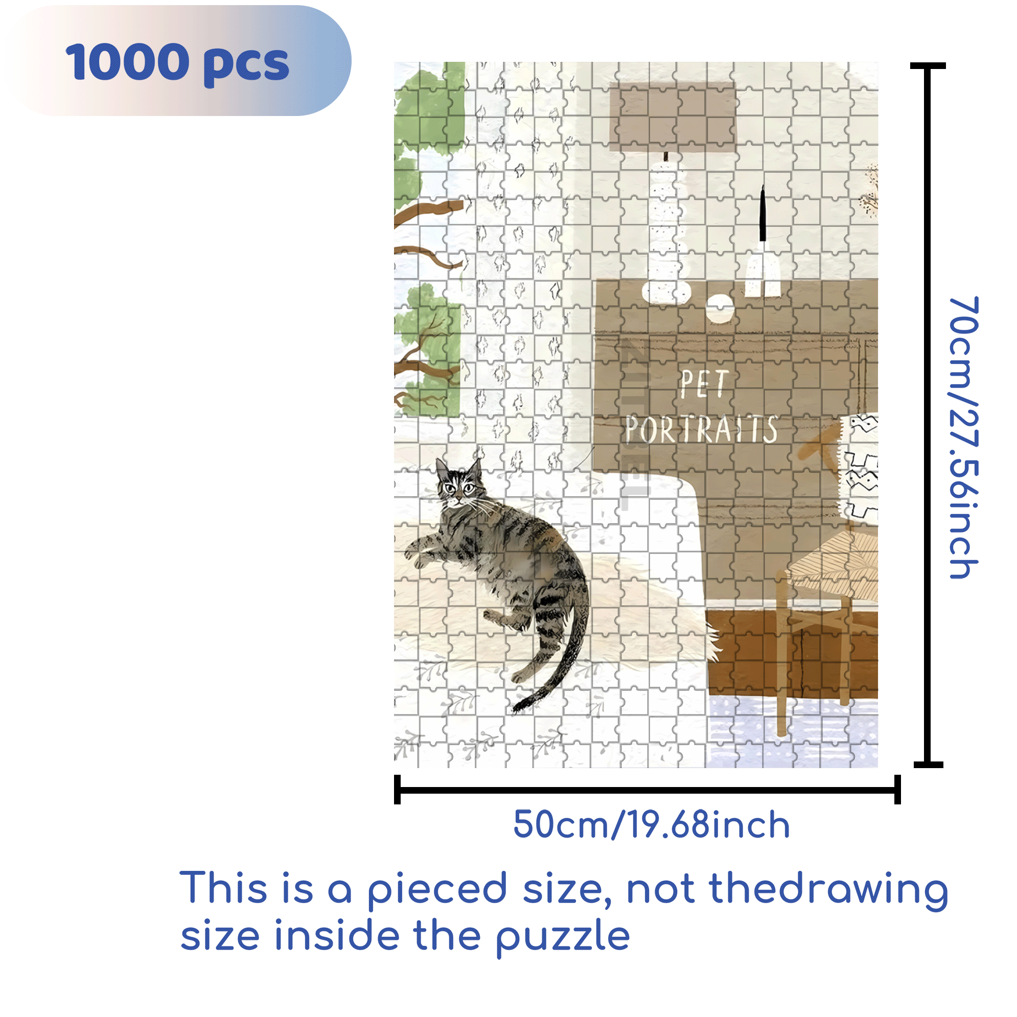 Pet Portraits 500pcs/1000pcs Jigsaw Puzzle, Scratch-Resistant, Interactive Family Game & Brain-Boosting DIY Decor, Perfect for Halloween, Christmas & New Year Gifts, Family Puzzle Game