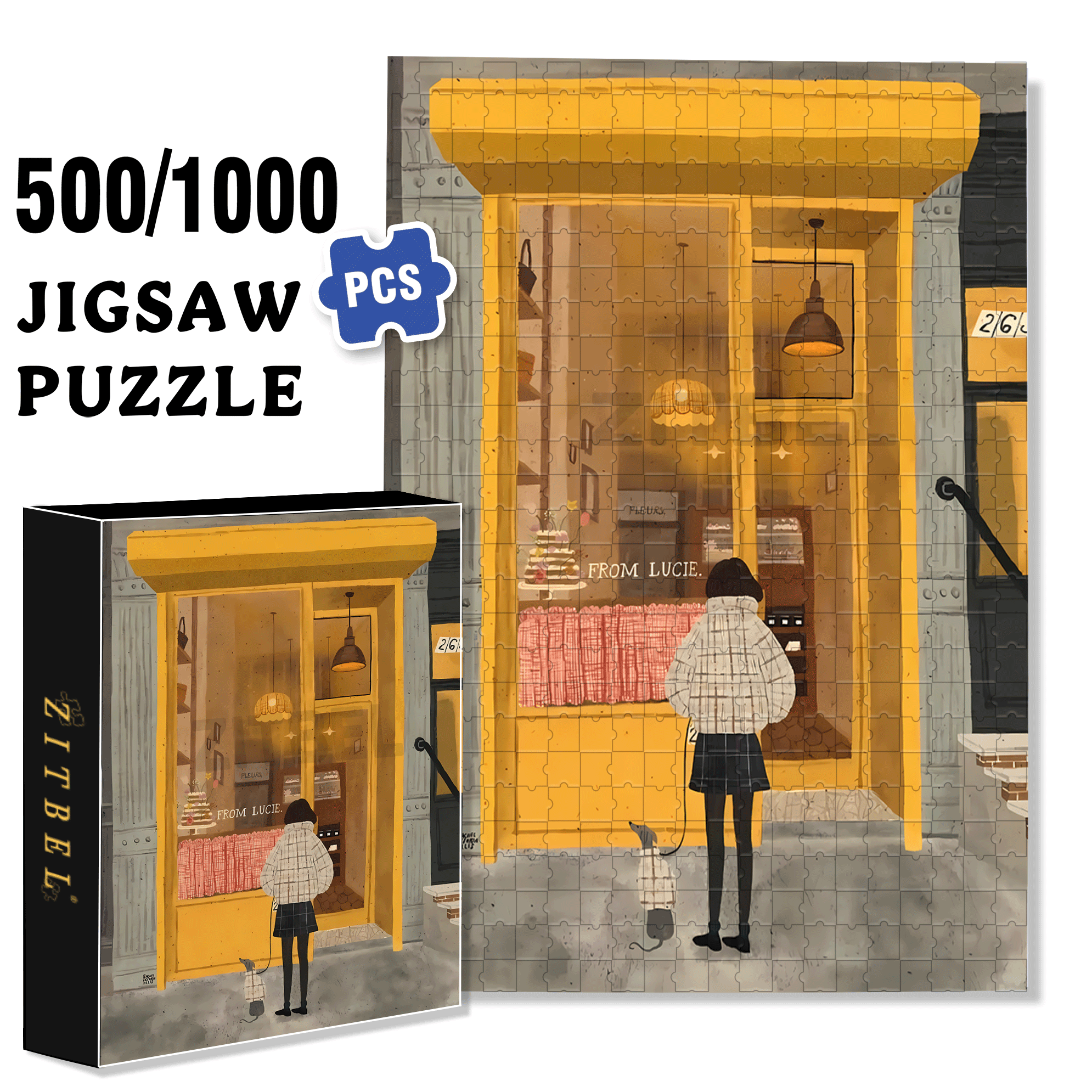 Stop and Watch 500pcs/1000pcs Jigsaw Puzzle, Scratch-Resistant, Interactive Family Game & Brain-Boosting DIY Decor, Perfect for Halloween, Christmas & New Year Gifts, Family Puzzle Game