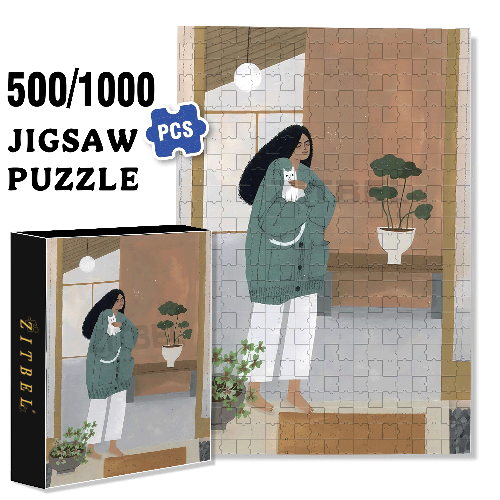 Surrounded By Love 2 500pcs/1000pcs Jigsaw Puzzle, Scratch-Resistant, Interactive Family Game & Brain-Boosting DIY Decor, Perfect for Halloween, Christmas & New Year Gifts, Family Puzzle Game
