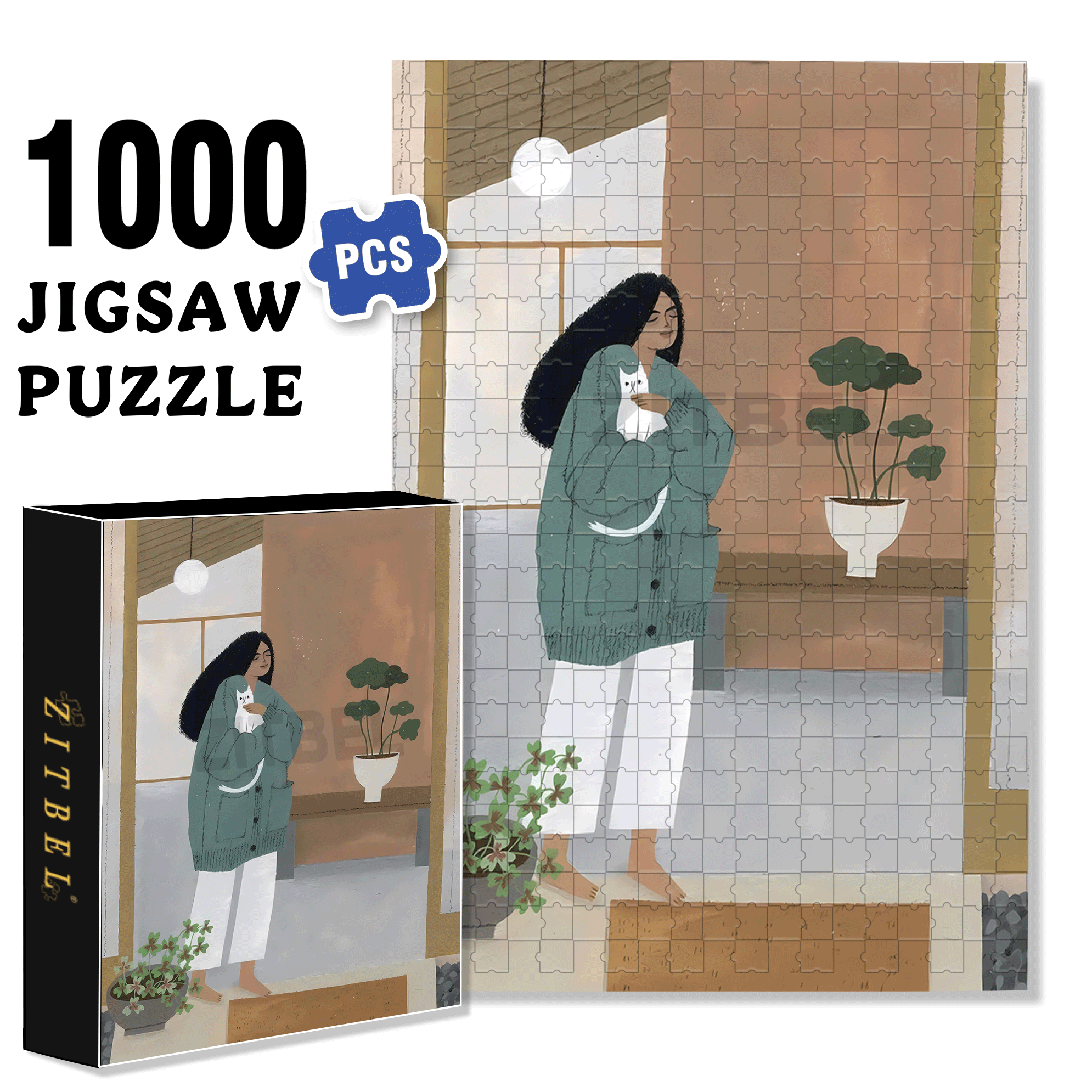 Surrounded By Love 2 500pcs/1000pcs Jigsaw Puzzle, Scratch-Resistant, Interactive Family Game & Brain-Boosting DIY Decor, Perfect for Halloween, Christmas & New Year Gifts, Family Puzzle Game