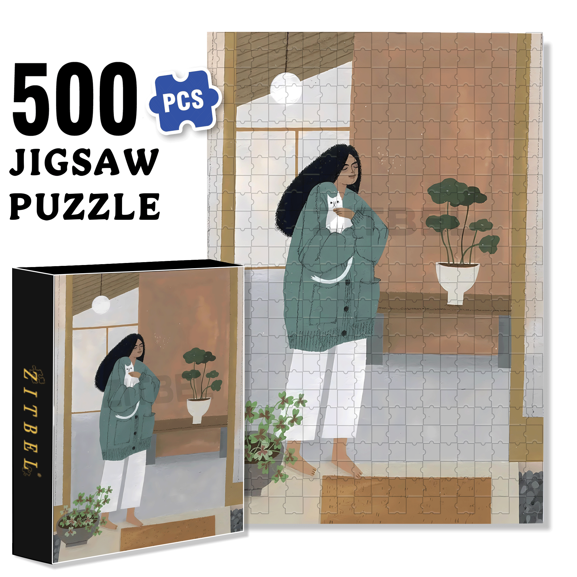 Surrounded By Love 2 500pcs/1000pcs Jigsaw Puzzle, Scratch-Resistant, Interactive Family Game & Brain-Boosting DIY Decor, Perfect for Halloween, Christmas & New Year Gifts, Family Puzzle Game