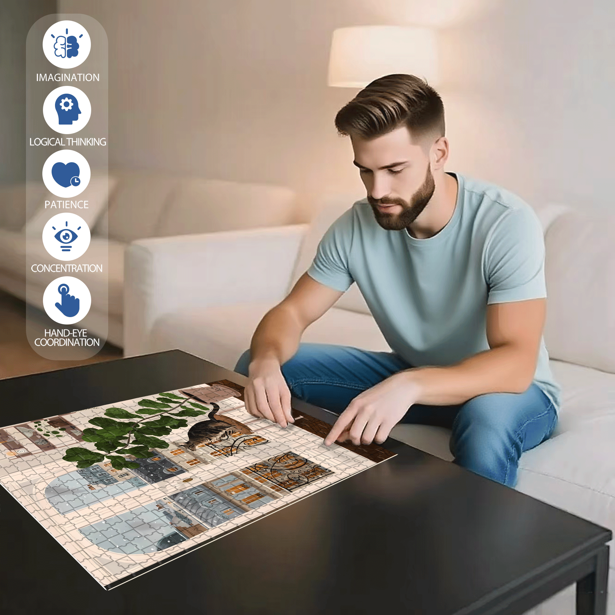 The City Dreams 2 500pcs/1000pcs Jigsaw Puzzle, Scratch-Resistant, Interactive Family Game & Brain-Boosting DIY Decor, Perfect for Halloween, Christmas & New Year Gifts, Family Puzzle Game