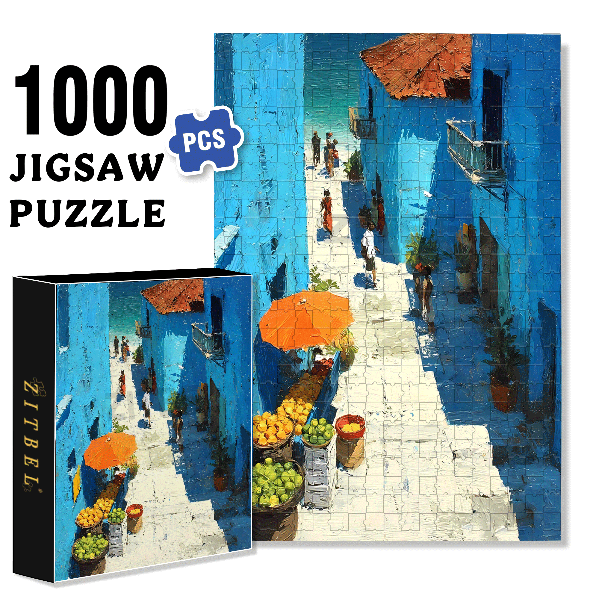 The Hustle And Bustle Of The City 2 500pcs/1000pcs Jigsaw Puzzle, Scratch-Resistant, Interactive Family Game & Brain-Boosting DIY Decor, Perfect for Halloween, Christmas & New Year Gifts, Family Puzzle Game