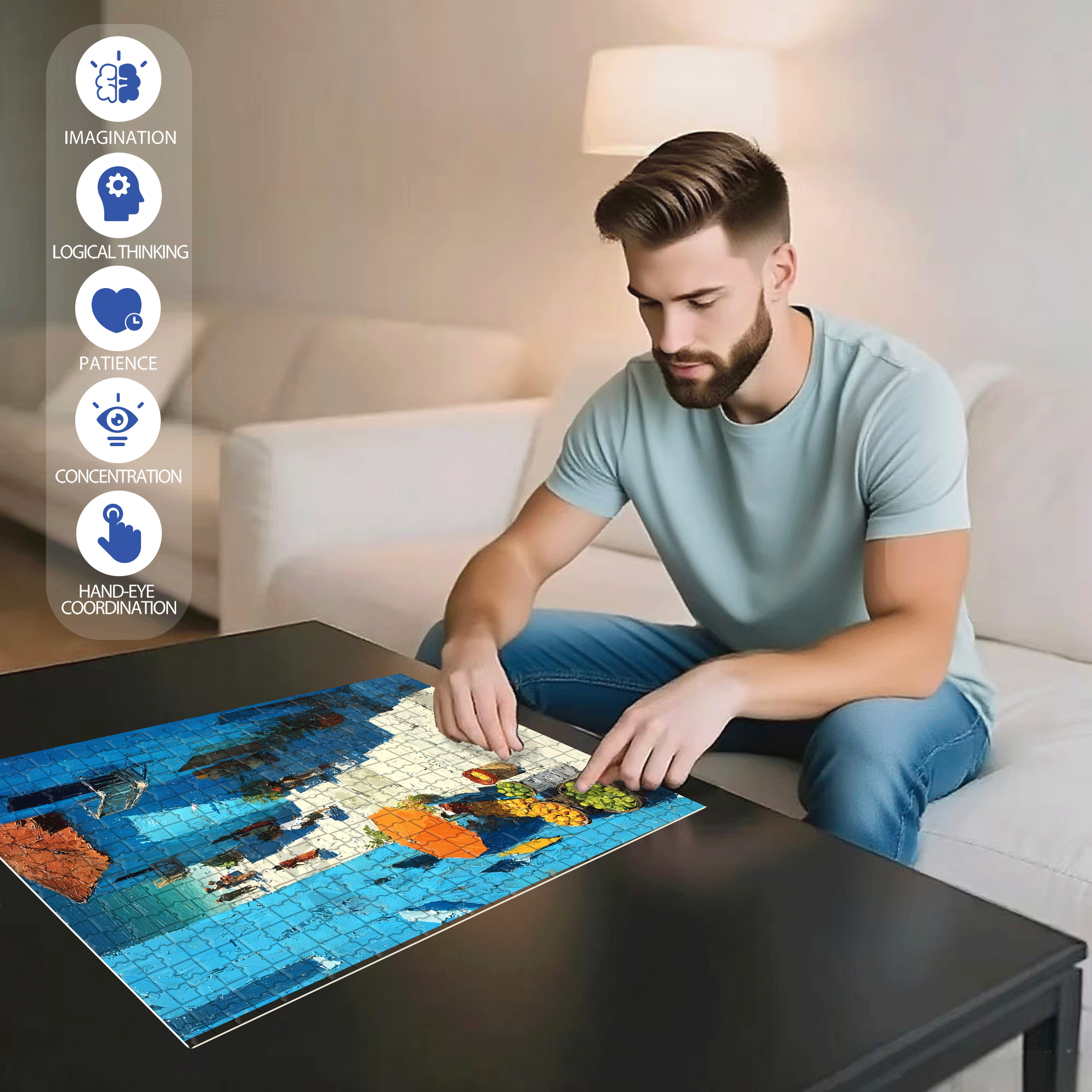 The Hustle And Bustle Of The City 2 500pcs/1000pcs Jigsaw Puzzle, Scratch-Resistant, Interactive Family Game & Brain-Boosting DIY Decor, Perfect for Halloween, Christmas & New Year Gifts, Family Puzzle Game