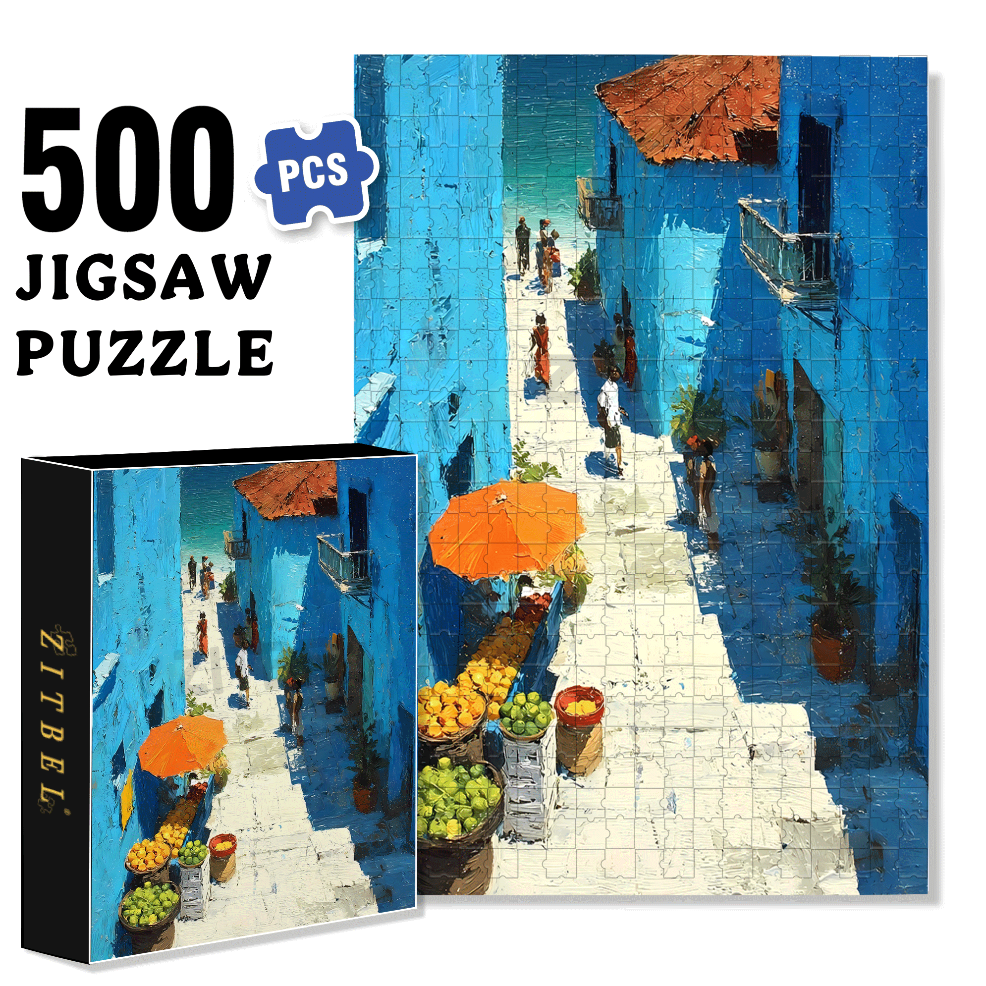 The Hustle And Bustle Of The City 2 500pcs/1000pcs Jigsaw Puzzle, Scratch-Resistant, Interactive Family Game & Brain-Boosting DIY Decor, Perfect for Halloween, Christmas & New Year Gifts, Family Puzzle Game