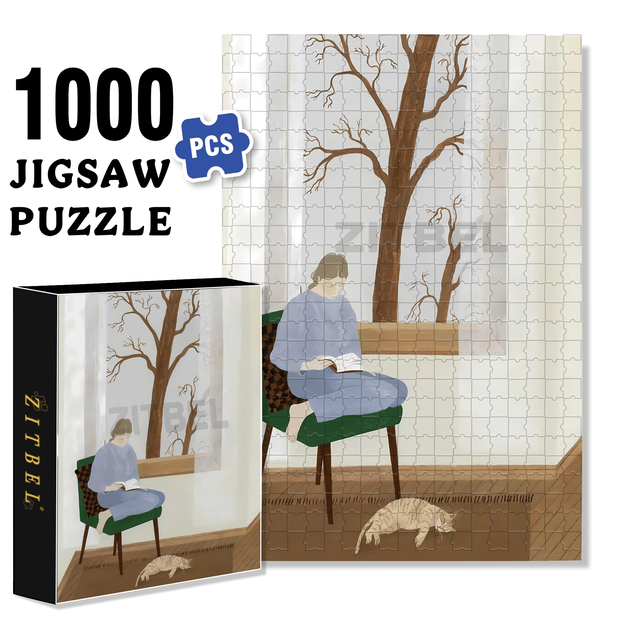 Touchable Slow Life 24 500pcs/1000pcs Jigsaw Puzzle, Scratch-Resistant, Interactive Family Game & Brain-Boosting DIY Decor, Perfect for Halloween, Christmas & New Year Gifts, Family Puzzle Game