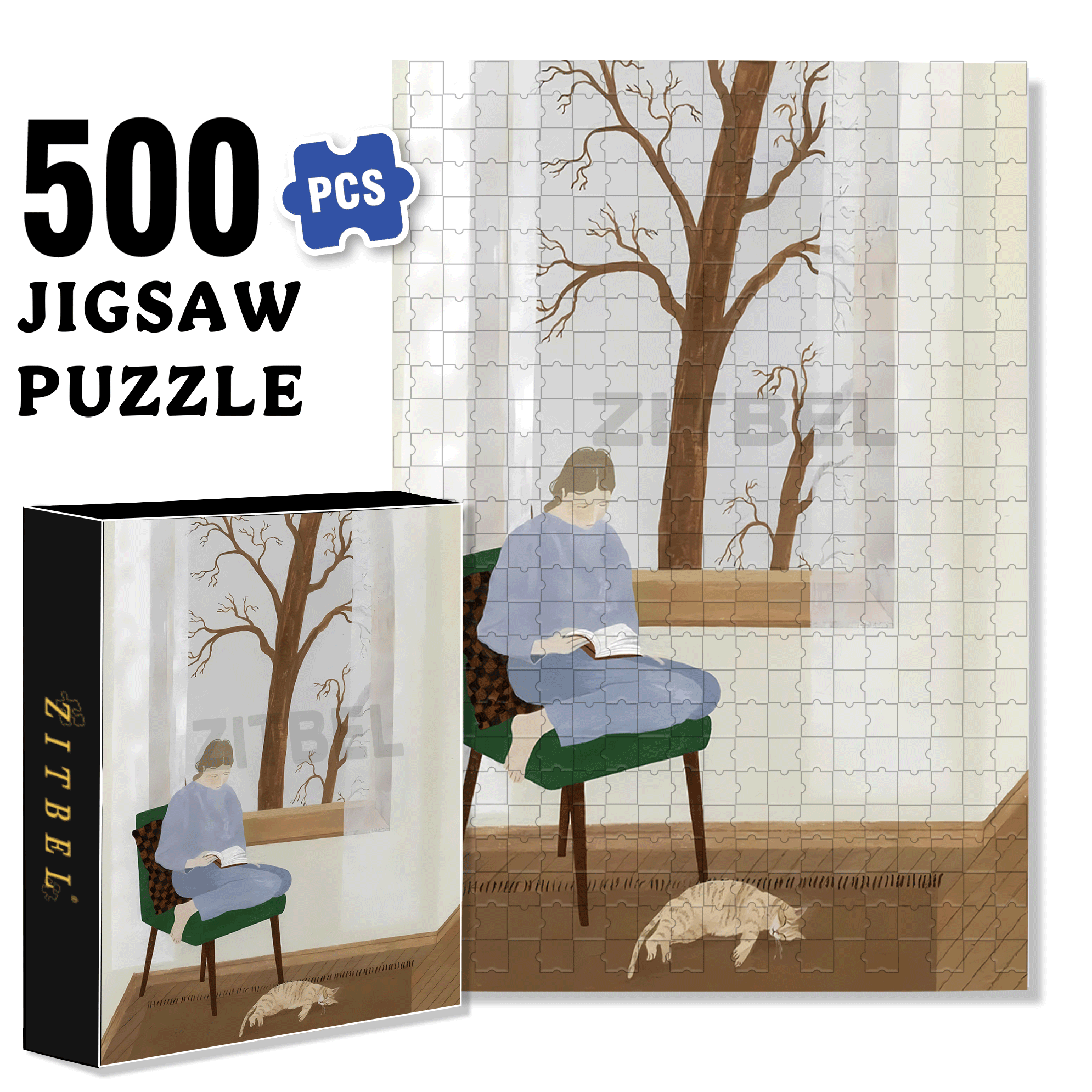 Touchable Slow Life 24 500pcs/1000pcs Jigsaw Puzzle, Scratch-Resistant, Interactive Family Game & Brain-Boosting DIY Decor, Perfect for Halloween, Christmas & New Year Gifts, Family Puzzle Game