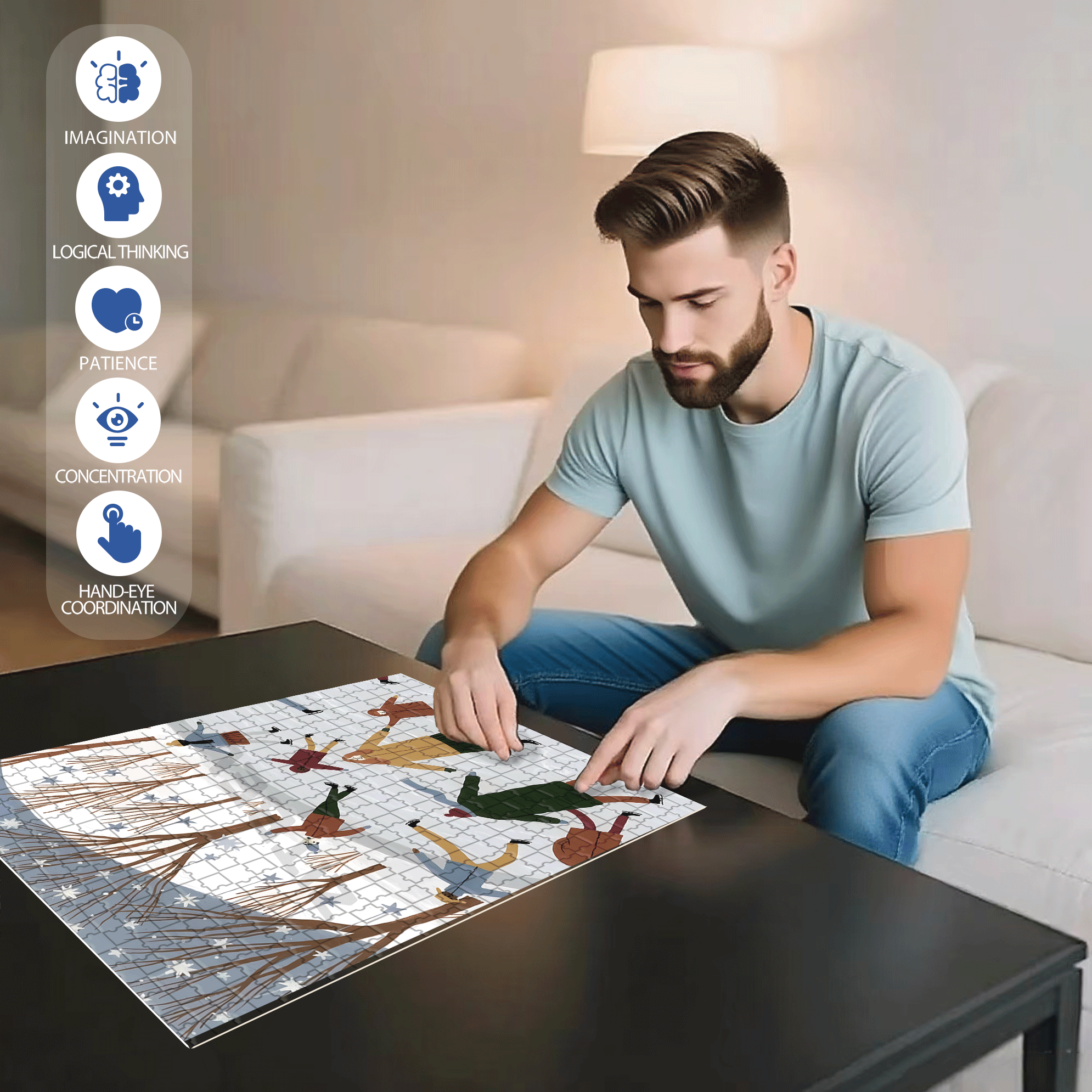 Touchable Slow Life 25 500pcs/1000pcs Jigsaw Puzzle, Scratch-Resistant, Interactive Family Game & Brain-Boosting DIY Decor, Perfect for Halloween, Christmas & New Year Gifts, Family Puzzle Game