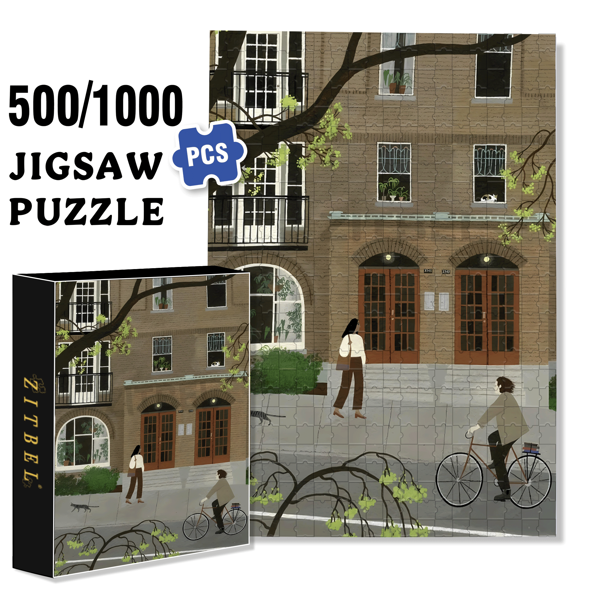 Touchable Slow Life 26 500pcs/1000pcs Jigsaw Puzzle, Scratch-Resistant, Interactive Family Game & Brain-Boosting DIY Decor, Perfect for Halloween, Christmas & New Year Gifts, Family Puzzle Game