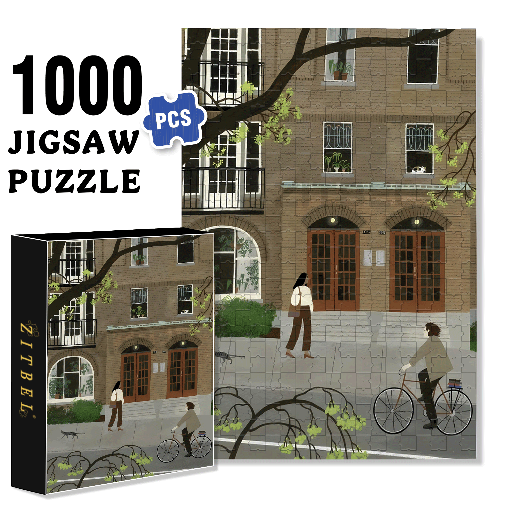 Touchable Slow Life 26 500pcs/1000pcs Jigsaw Puzzle, Scratch-Resistant, Interactive Family Game & Brain-Boosting DIY Decor, Perfect for Halloween, Christmas & New Year Gifts, Family Puzzle Game