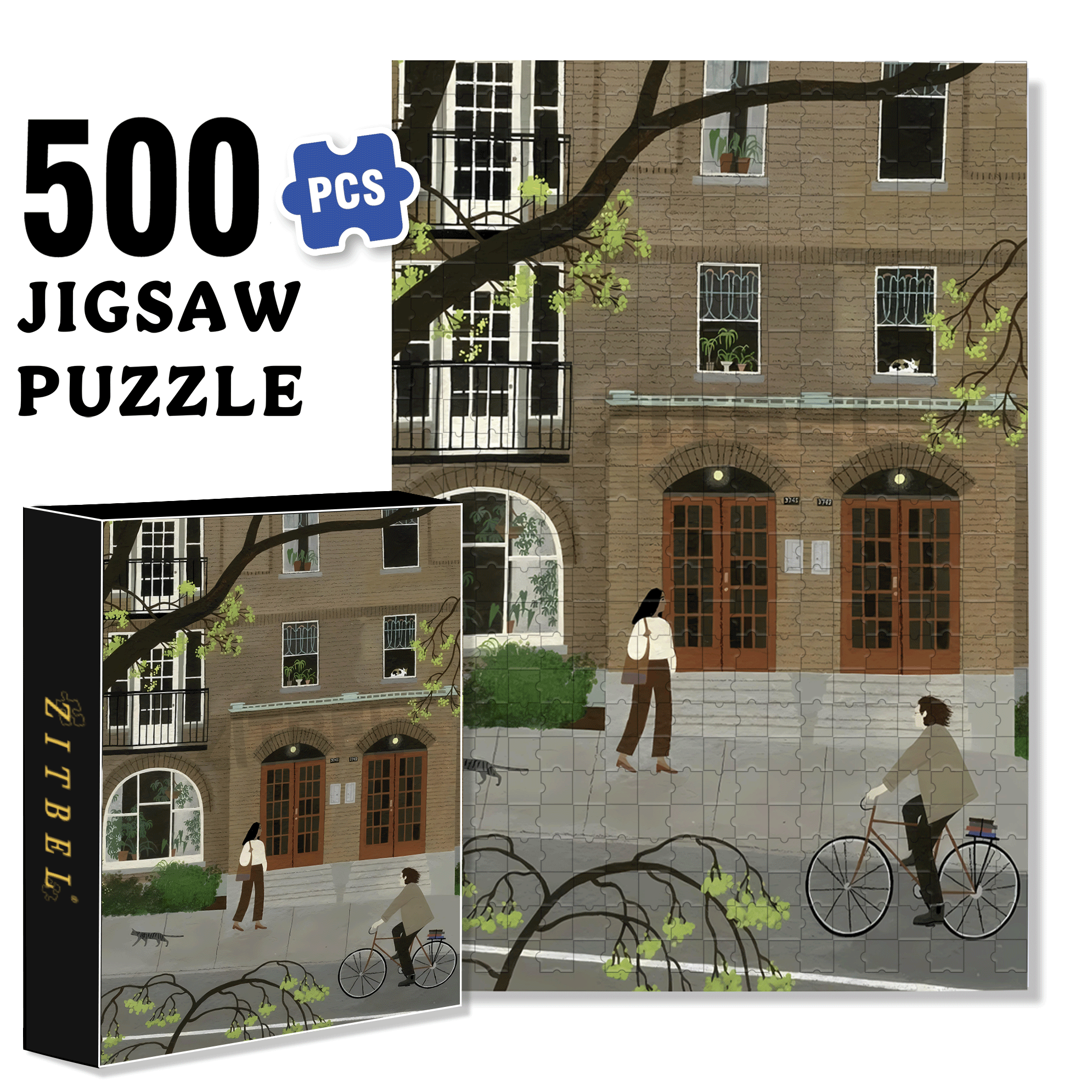 Touchable Slow Life 26 500pcs/1000pcs Jigsaw Puzzle, Scratch-Resistant, Interactive Family Game & Brain-Boosting DIY Decor, Perfect for Halloween, Christmas & New Year Gifts, Family Puzzle Game