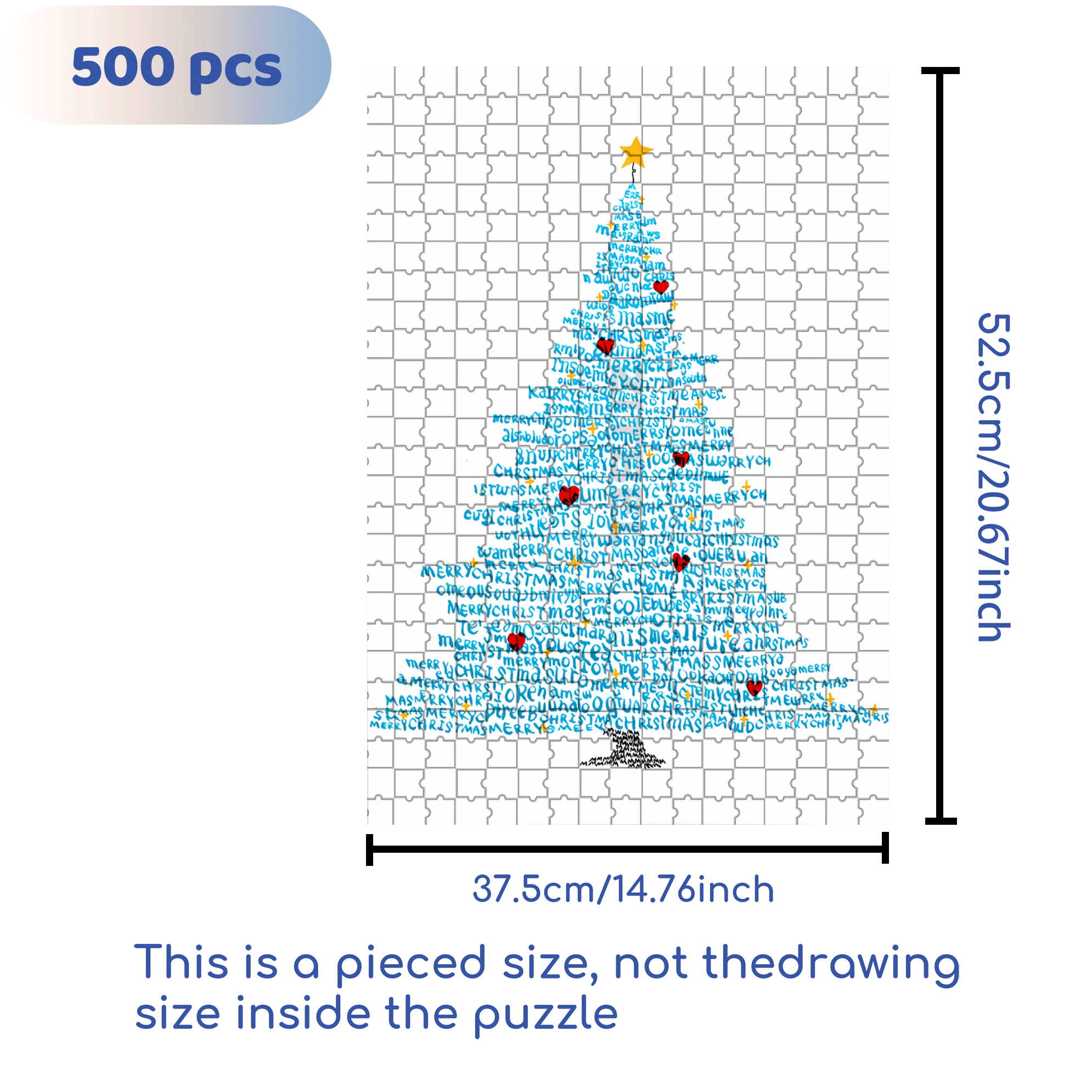 A Christmas Tree Piled With Words 500pcs/1000pcs Jigsaw Puzzle, Scratch-Resistant, Interactive Family Game & Brain-Boosting DIY Decor, Perfect for Halloween, Christmas & New Year Gifts, Family Puzzle Game