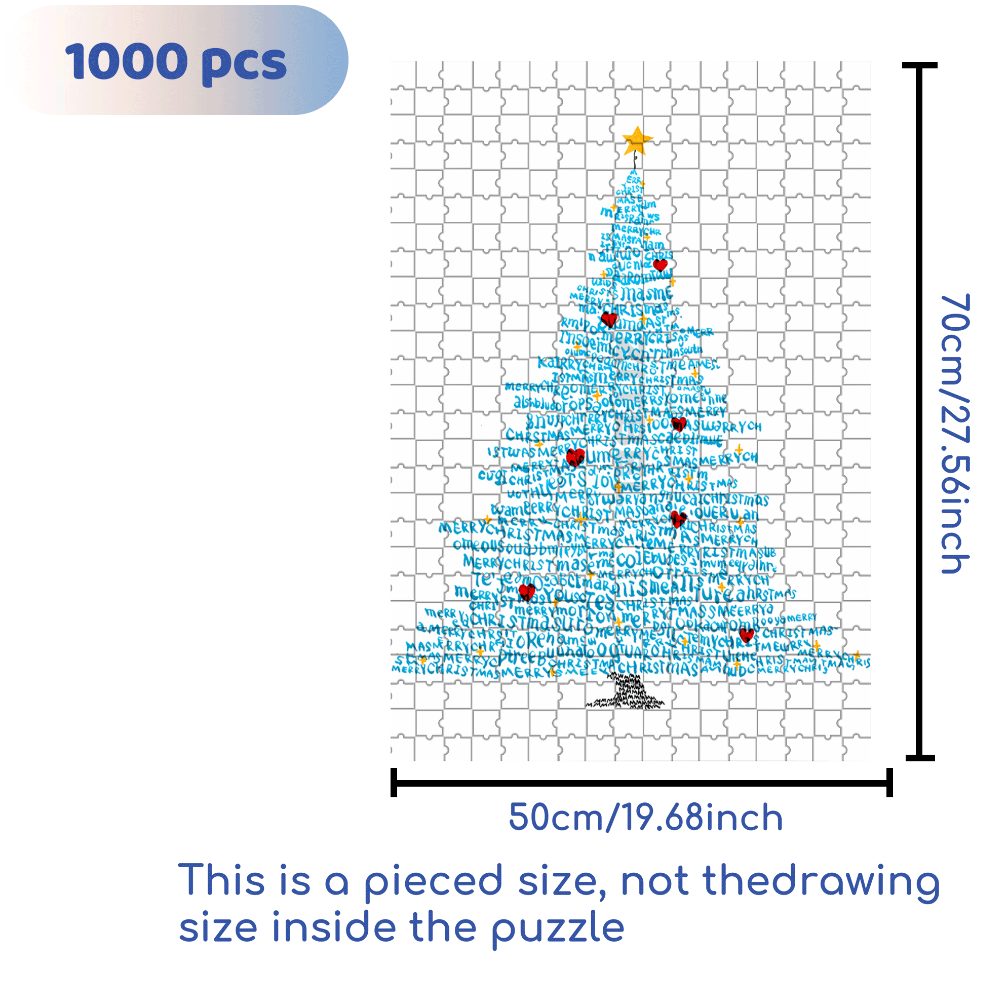 A Christmas Tree Piled With Words 500pcs/1000pcs Jigsaw Puzzle, Scratch-Resistant, Interactive Family Game & Brain-Boosting DIY Decor, Perfect for Halloween, Christmas & New Year Gifts, Family Puzzle Game