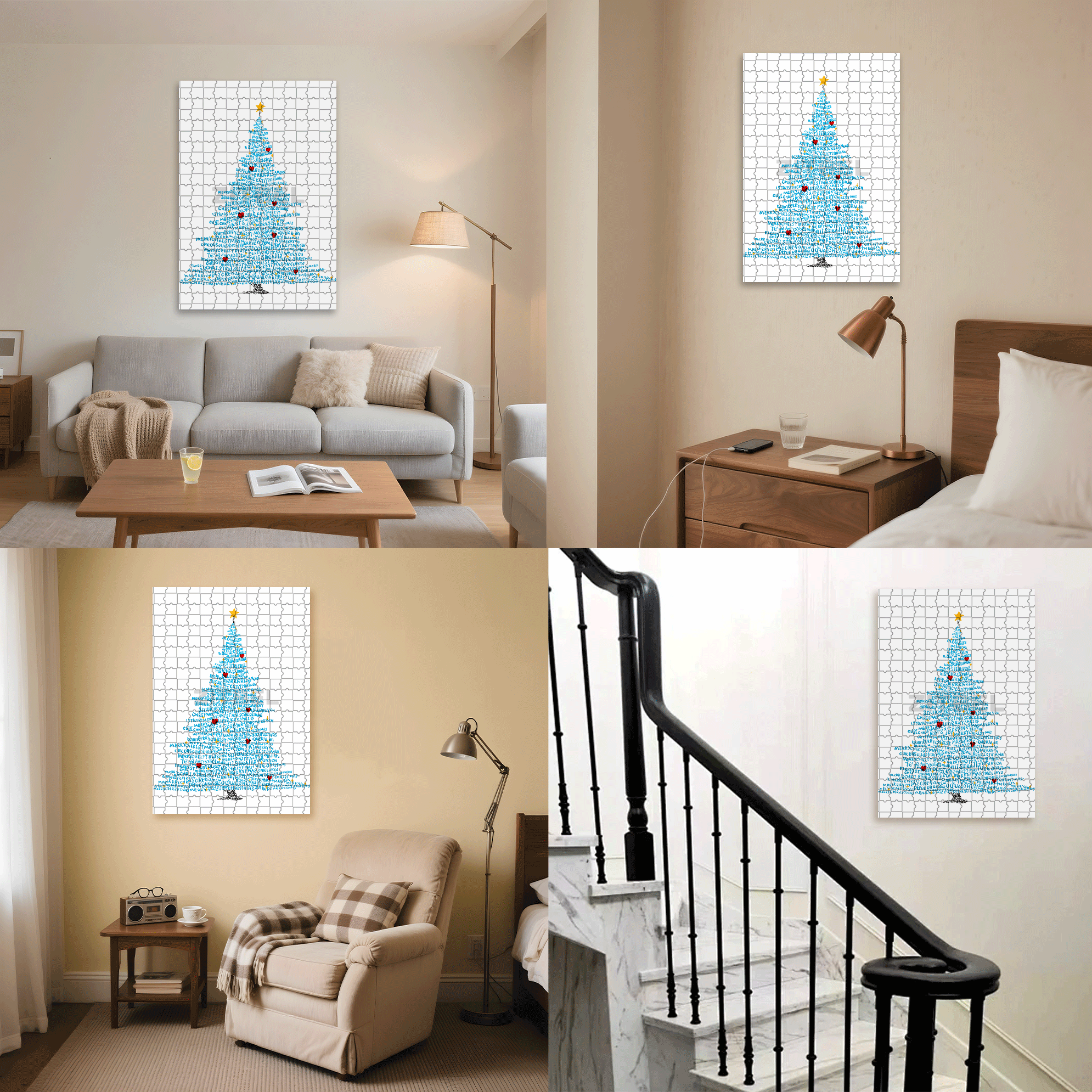 A Christmas Tree Piled With Words 500pcs/1000pcs Jigsaw Puzzle, Scratch-Resistant, Interactive Family Game & Brain-Boosting DIY Decor, Perfect for Halloween, Christmas & New Year Gifts, Family Puzzle Game