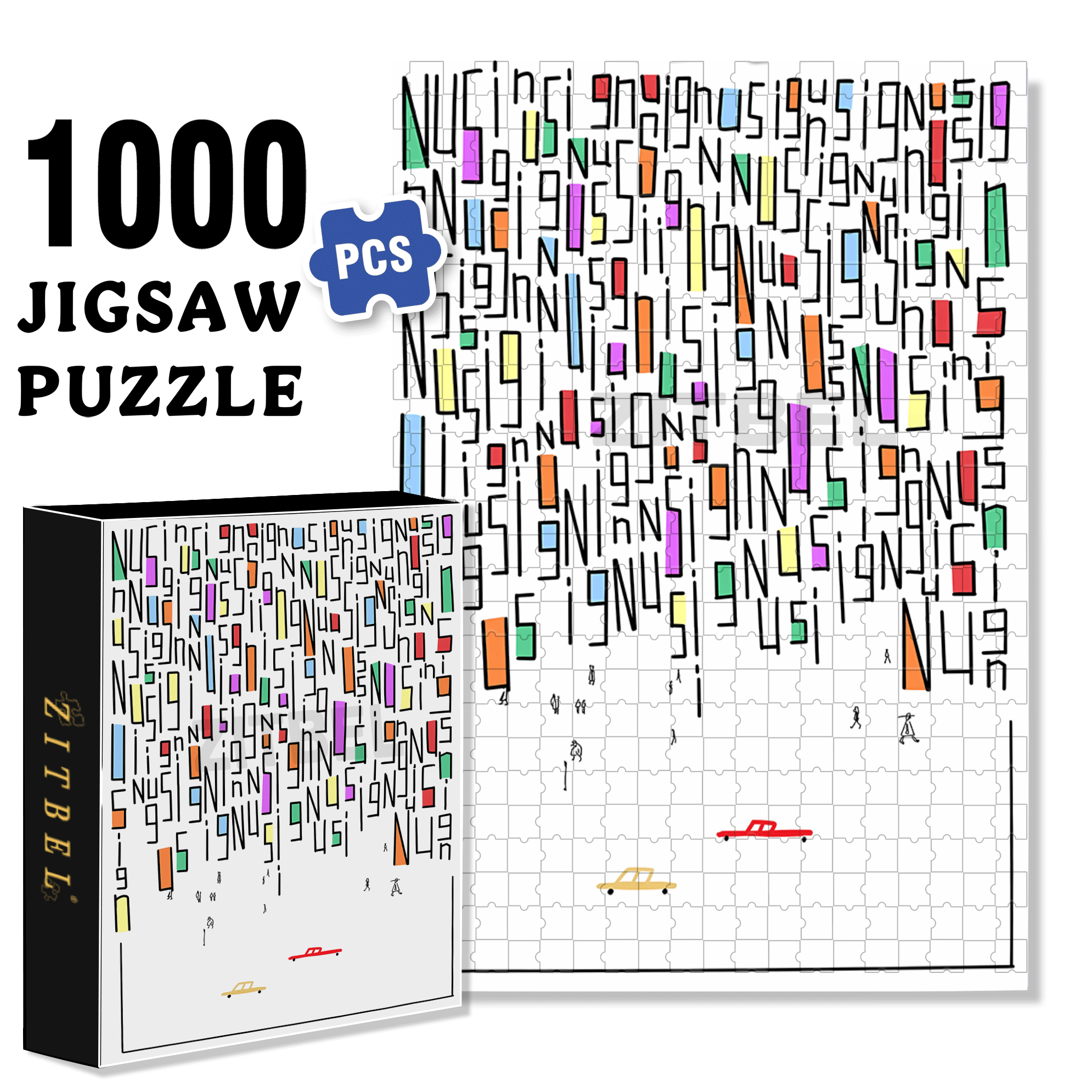 A City Filled With Words 500pcs/1000pcs Jigsaw Puzzle, Scratch-Resistant, Interactive Family Game & Brain-Boosting DIY Decor, Perfect for Halloween, Christmas & New Year Gifts, Family Puzzle Game