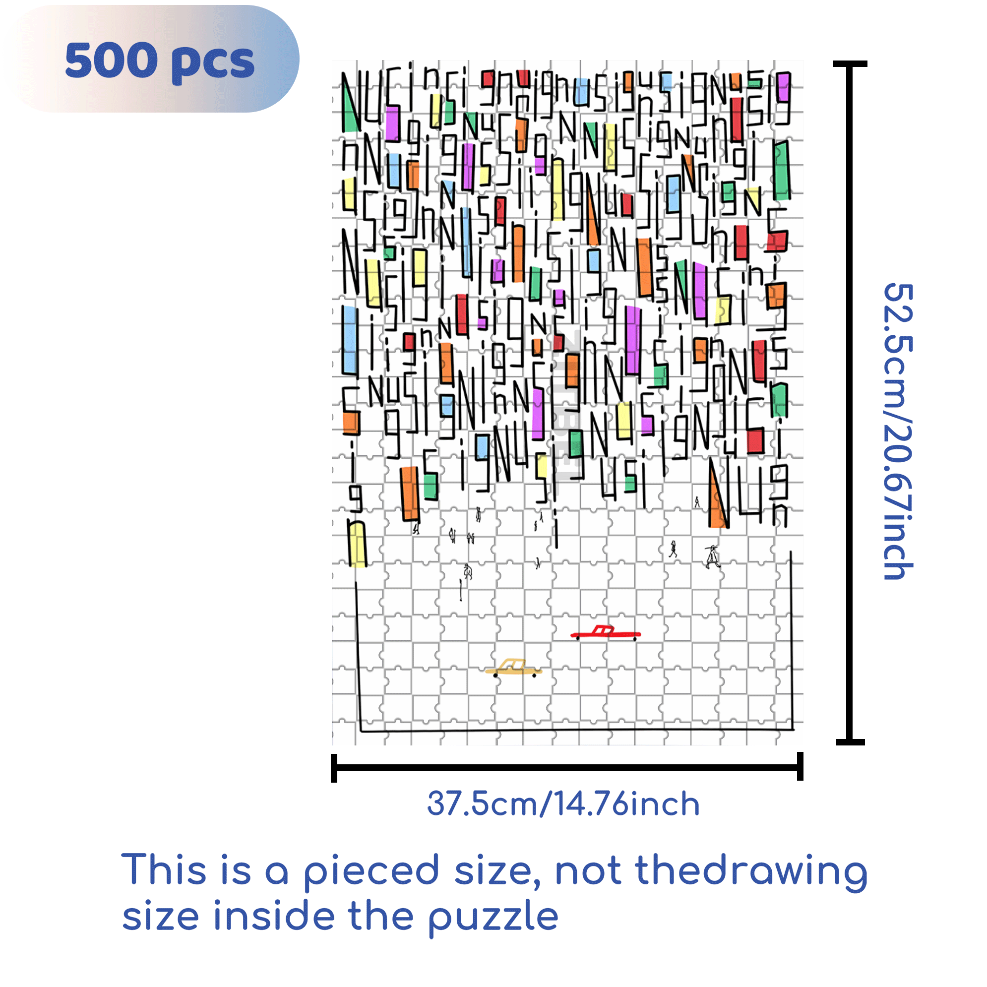 A City Filled With Words 500pcs/1000pcs Jigsaw Puzzle, Scratch-Resistant, Interactive Family Game & Brain-Boosting DIY Decor, Perfect for Halloween, Christmas & New Year Gifts, Family Puzzle Game