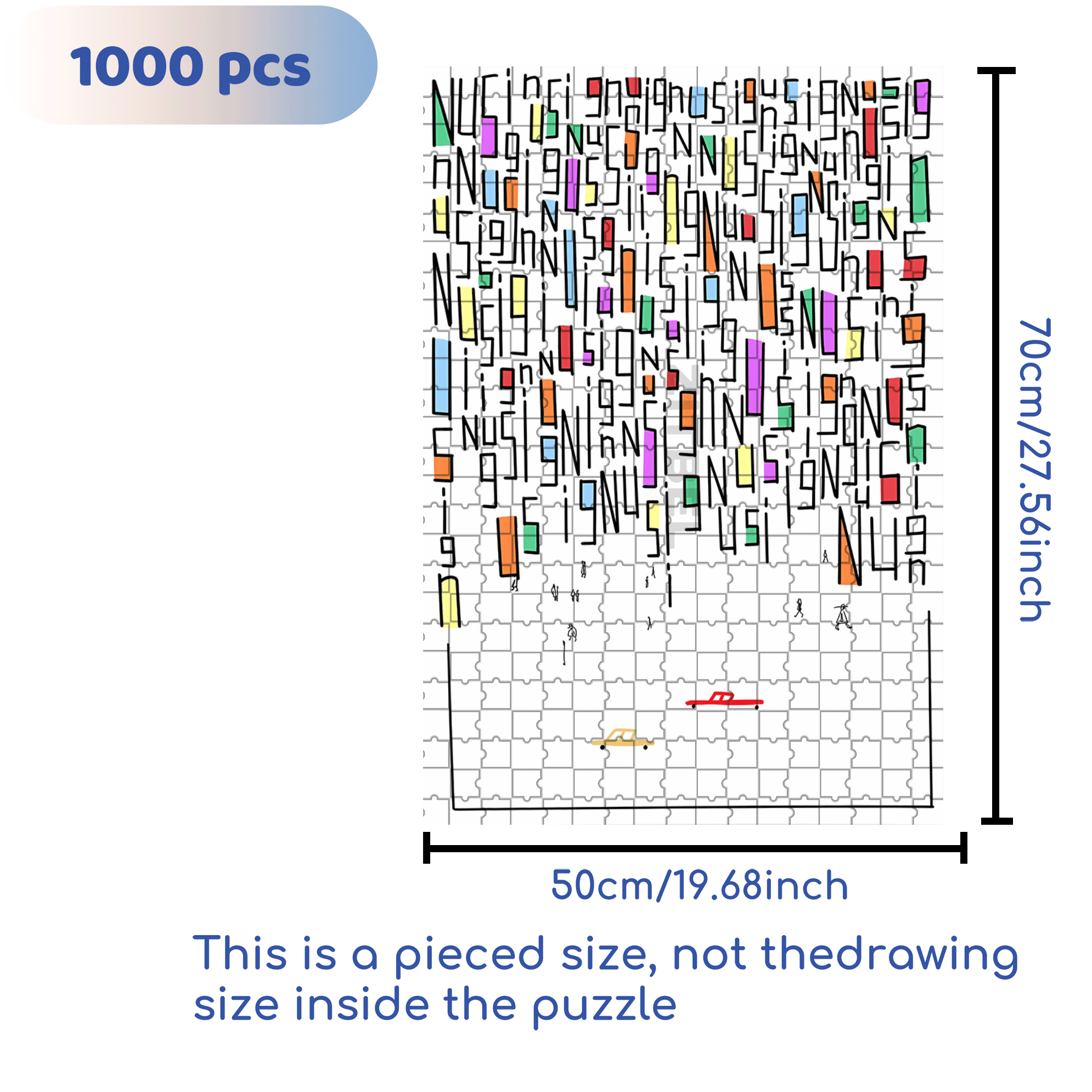 A City Filled With Words 500pcs/1000pcs Jigsaw Puzzle, Scratch-Resistant, Interactive Family Game & Brain-Boosting DIY Decor, Perfect for Halloween, Christmas & New Year Gifts, Family Puzzle Game