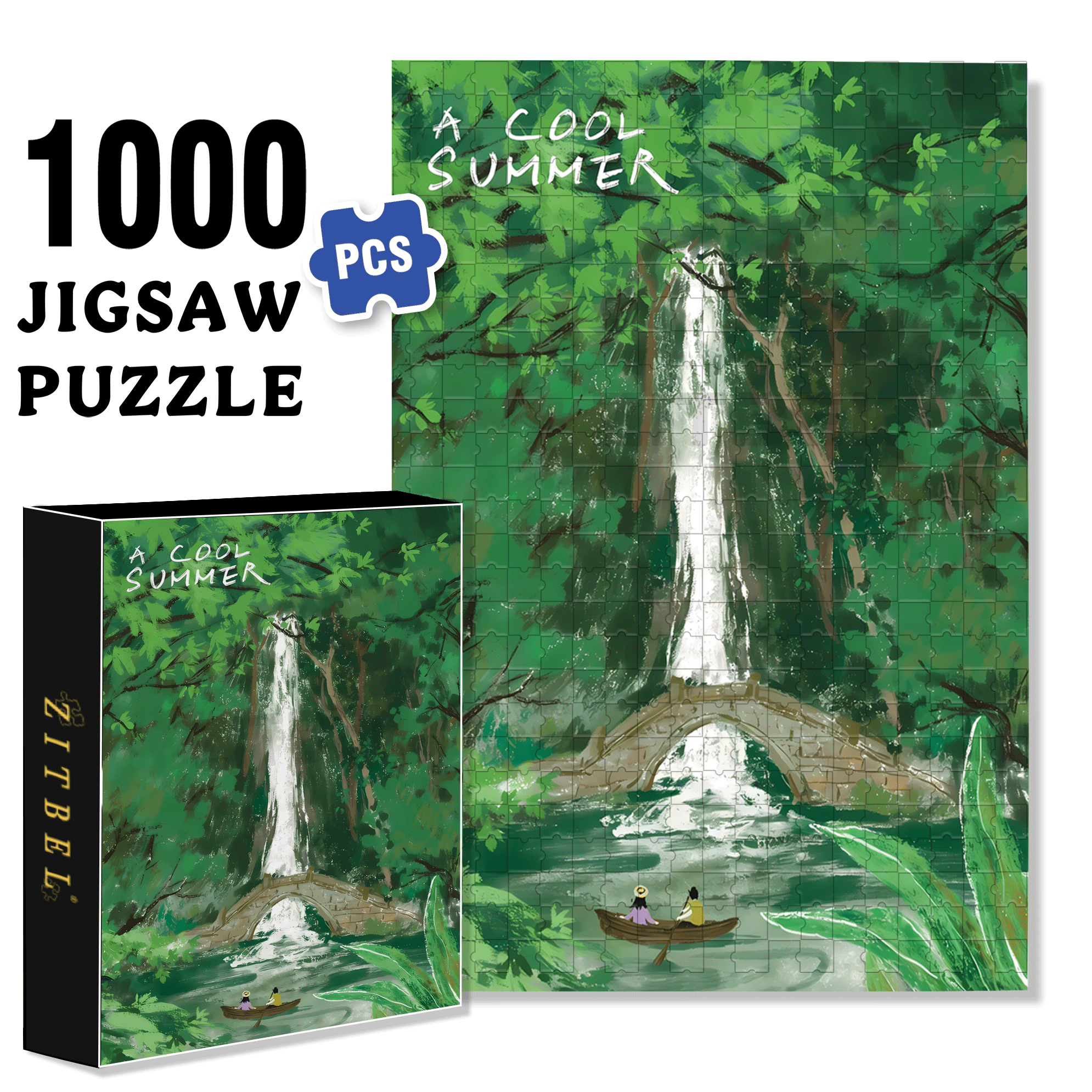 A Cool Summer 500pcs/1000pcs Jigsaw Puzzle, Scratch-Resistant, Interactive Family Game & Brain-Boosting DIY Decor, Perfect for Halloween, Christmas & New Year Gifts, Family Puzzle Game