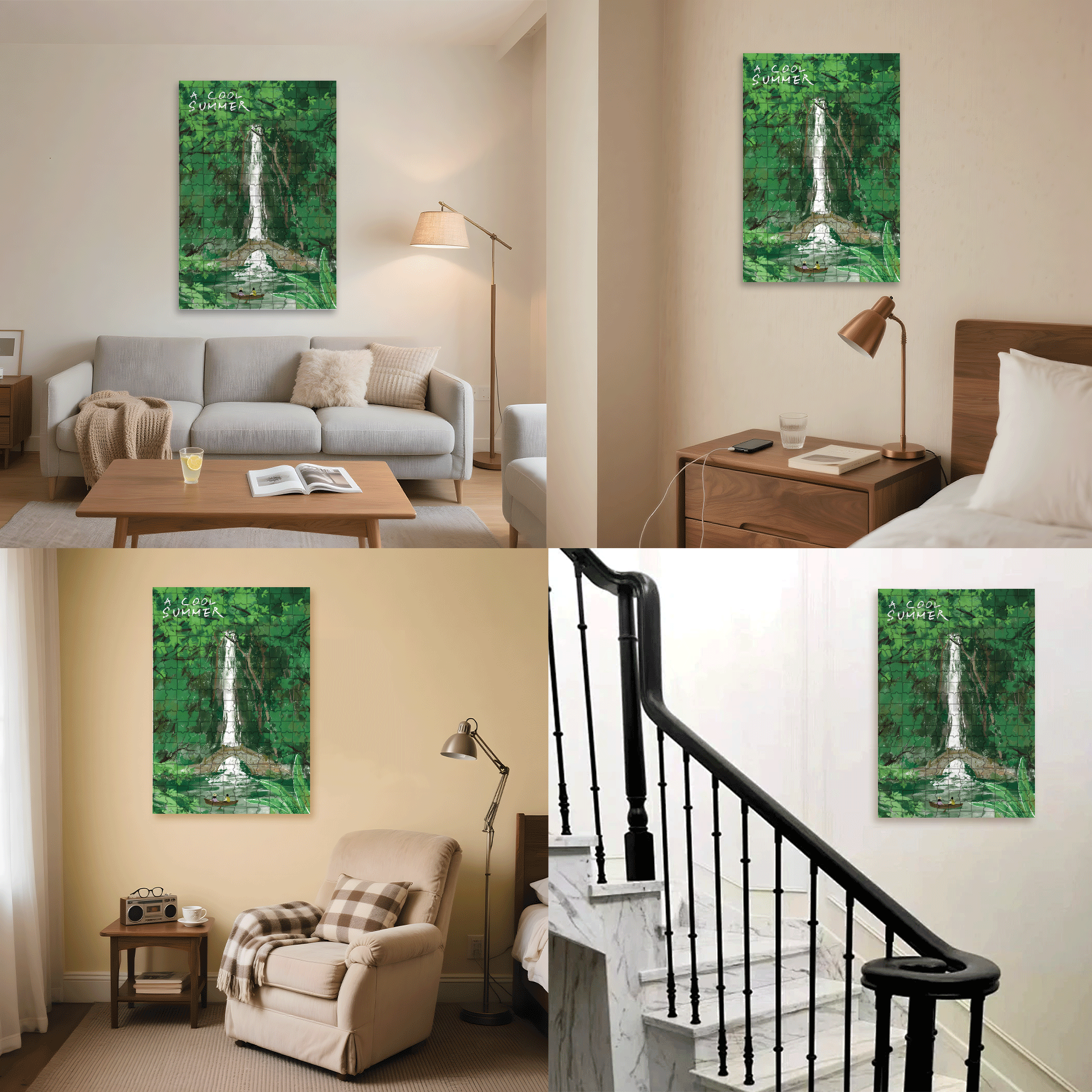 A Cool Summer 500pcs/1000pcs Jigsaw Puzzle, Scratch-Resistant, Interactive Family Game & Brain-Boosting DIY Decor, Perfect for Halloween, Christmas & New Year Gifts, Family Puzzle Game