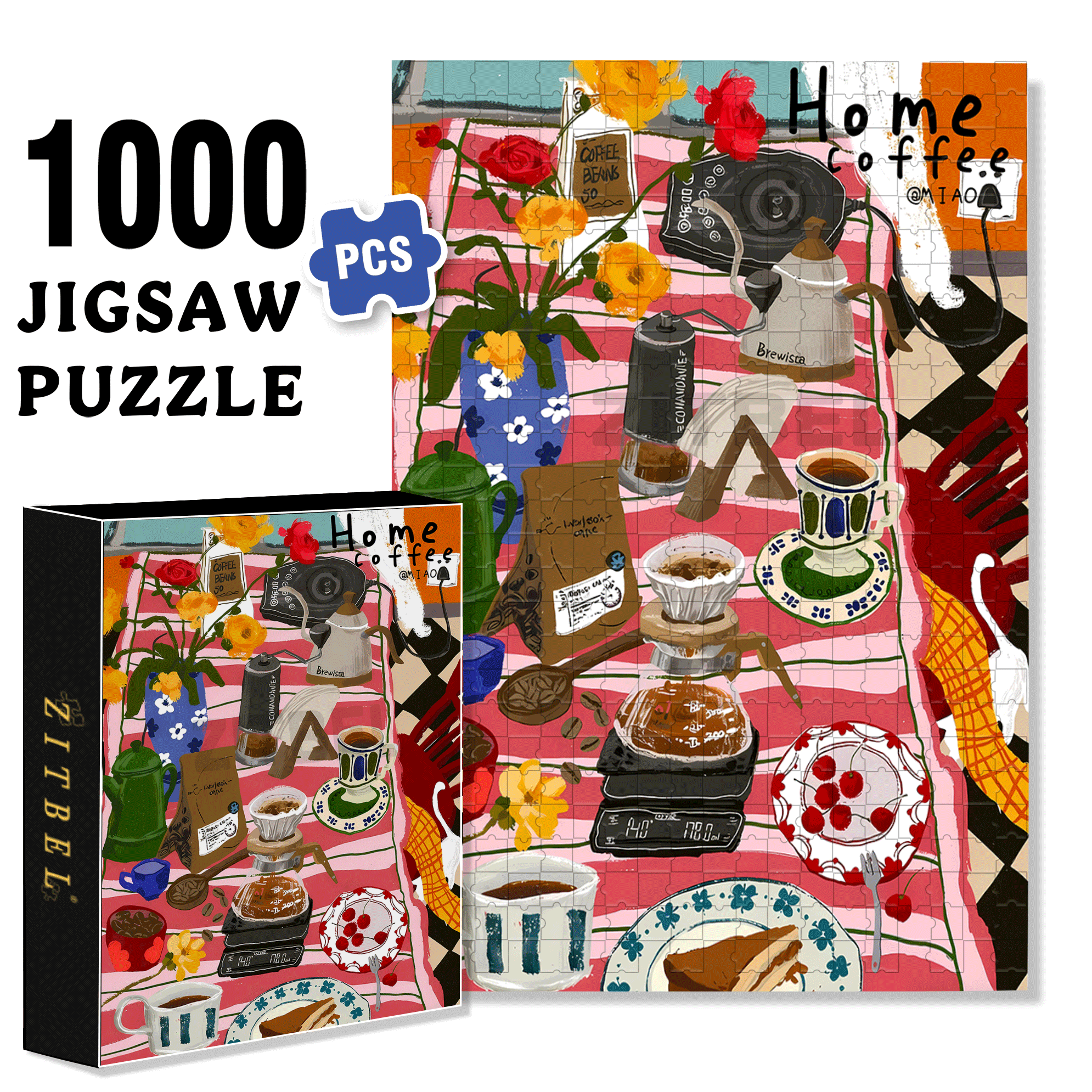 A Corner Of The Caf¨¦ 500pcs/1000pcs Jigsaw Puzzle, Scratch-Resistant, Interactive Family Game & Brain-Boosting DIY Decor, Perfect for Halloween, Christmas & New Year Gifts, Family Puzzle Game