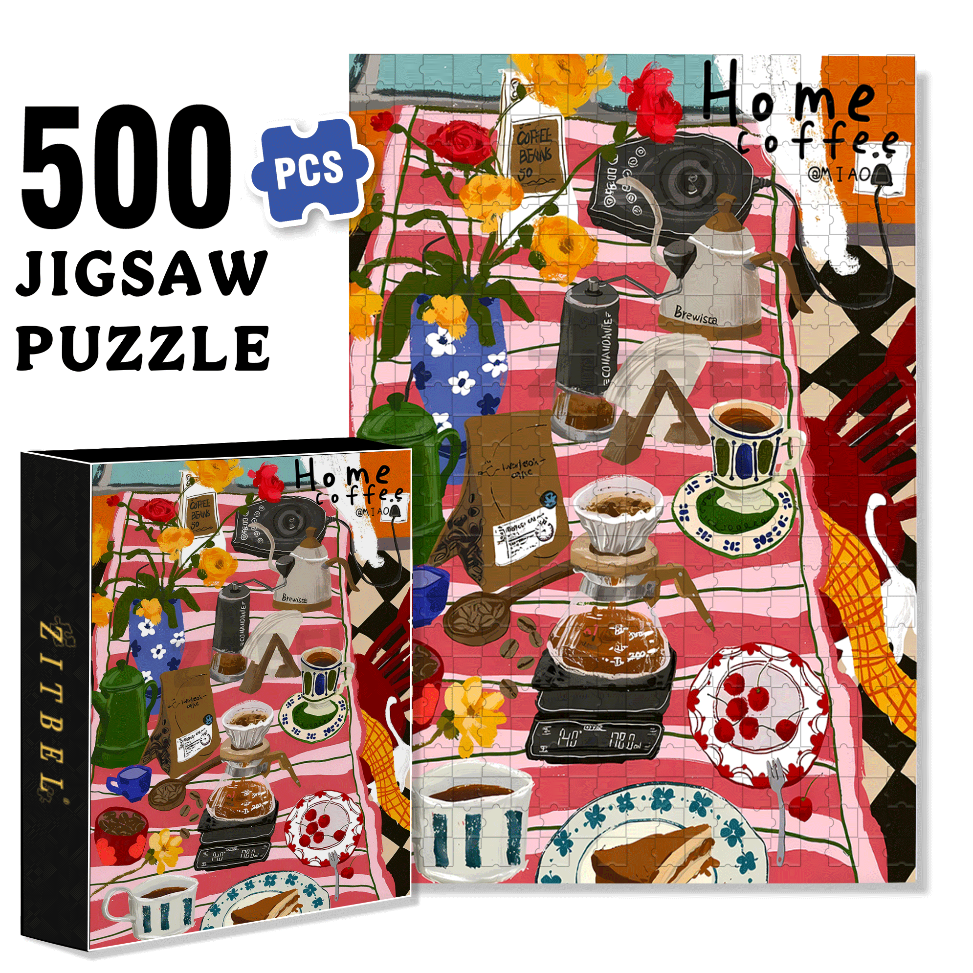 A Corner Of The Caf¨¦ 500pcs/1000pcs Jigsaw Puzzle, Scratch-Resistant, Interactive Family Game & Brain-Boosting DIY Decor, Perfect for Halloween, Christmas & New Year Gifts, Family Puzzle Game