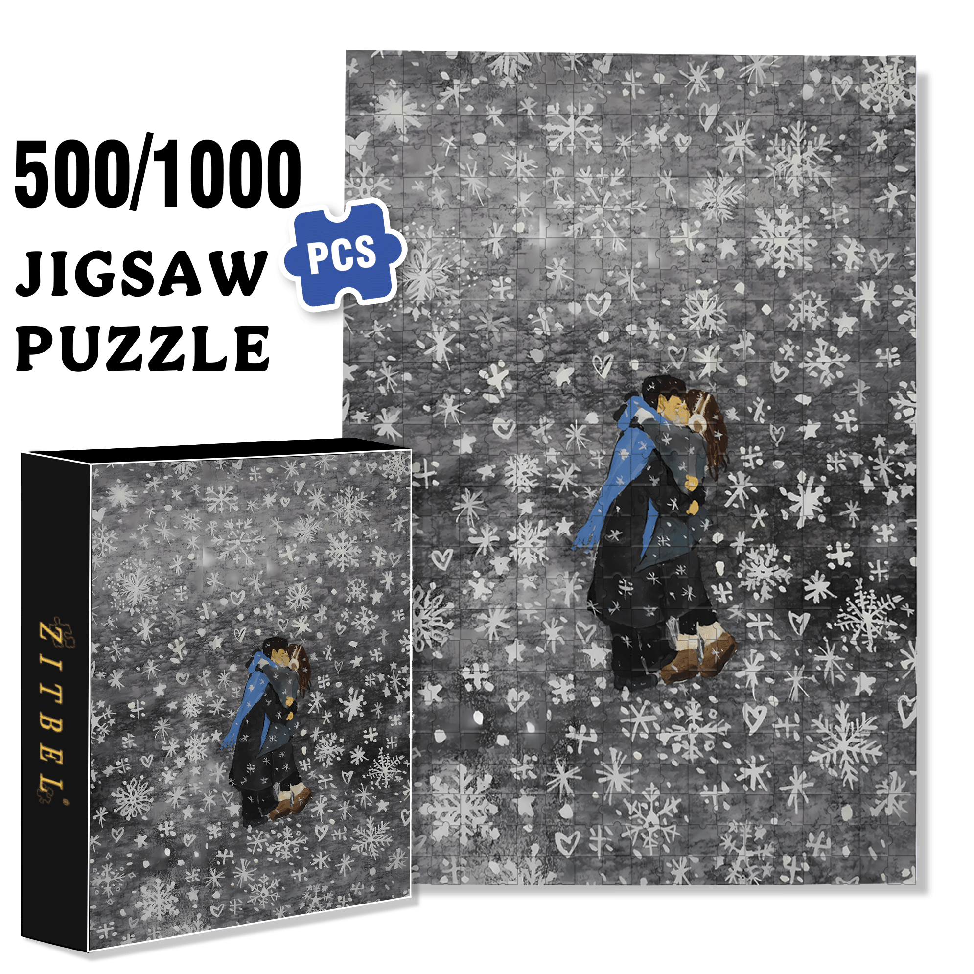 A Deep Kiss Of Affection 500pcs/1000pcs Jigsaw Puzzle, Scratch-Resistant, Interactive Family Game & Brain-Boosting DIY Decor, Perfect for Halloween, Christmas & New Year Gifts, Family Puzzle Game