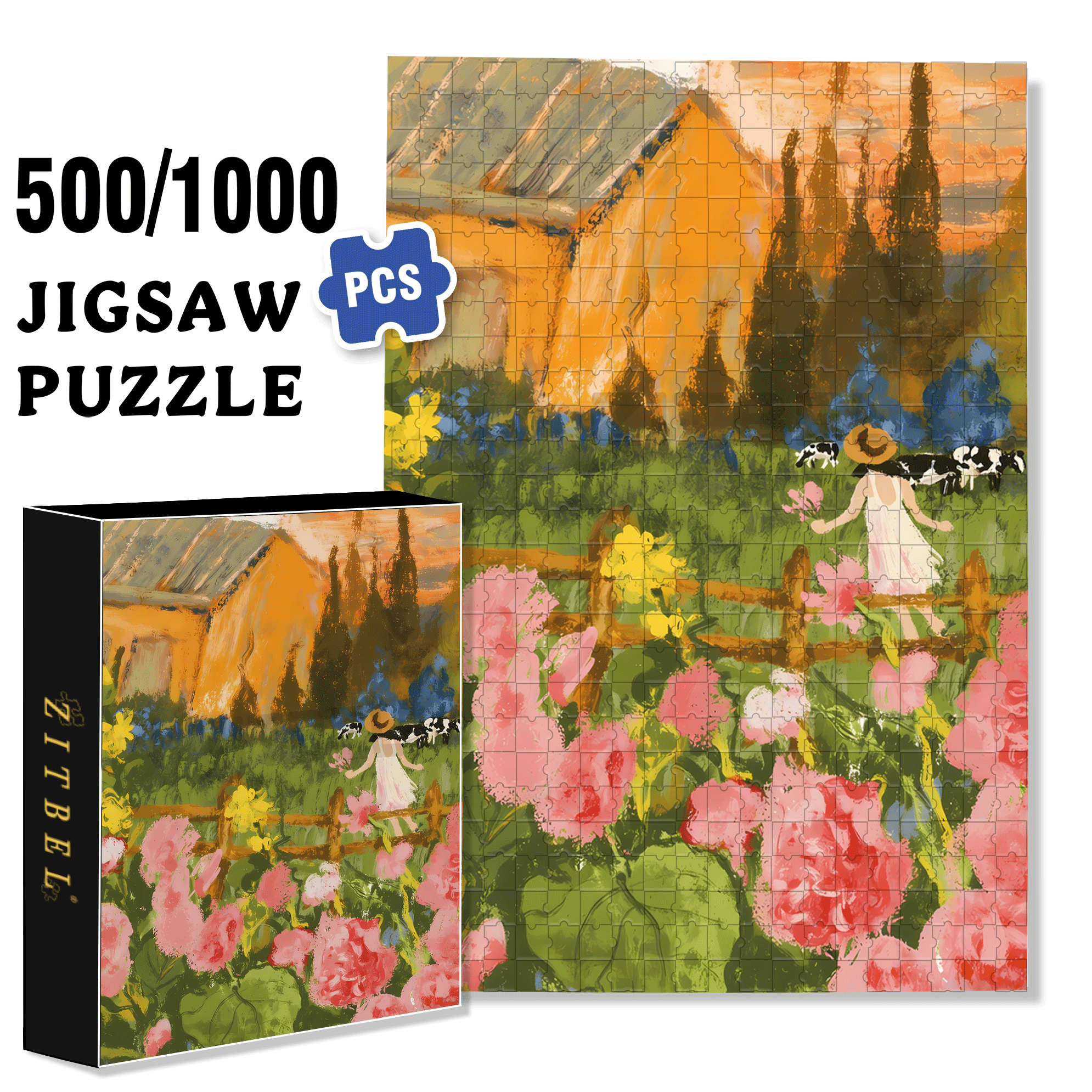 Autumn Farm 500pcs/1000pcs Jigsaw Puzzle, Scratch-Resistant, Interactive Family Game & Brain-Boosting DIY Decor, Perfect for Halloween, Christmas & New Year Gifts, Family Puzzle Game