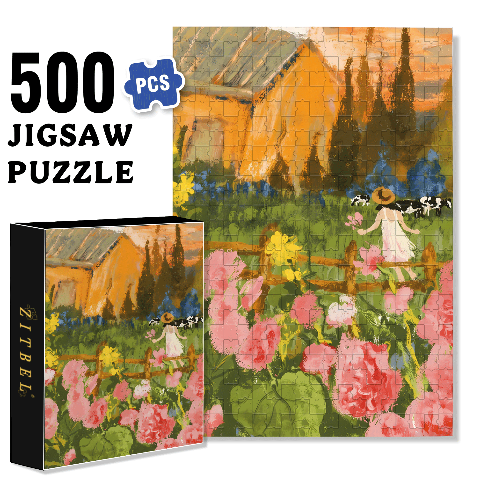 Autumn Farm 500pcs/1000pcs Jigsaw Puzzle, Scratch-Resistant, Interactive Family Game & Brain-Boosting DIY Decor, Perfect for Halloween, Christmas & New Year Gifts, Family Puzzle Game