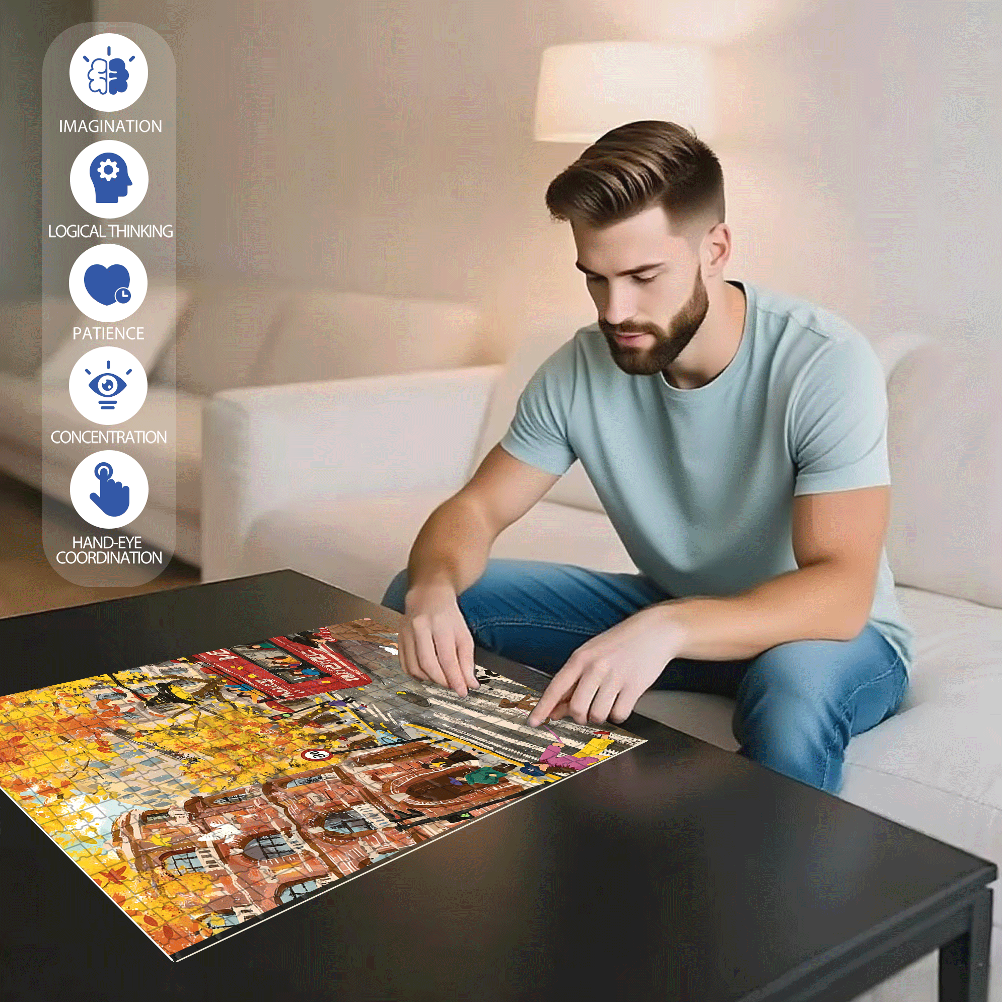 Autumn Is Suitable For Meeting 2 500pcs/1000pcs Jigsaw Puzzle, Scratch-Resistant, Interactive Family Game & Brain-Boosting DIY Decor, Perfect for Halloween, Christmas & New Year Gifts, Family Puzzle Game