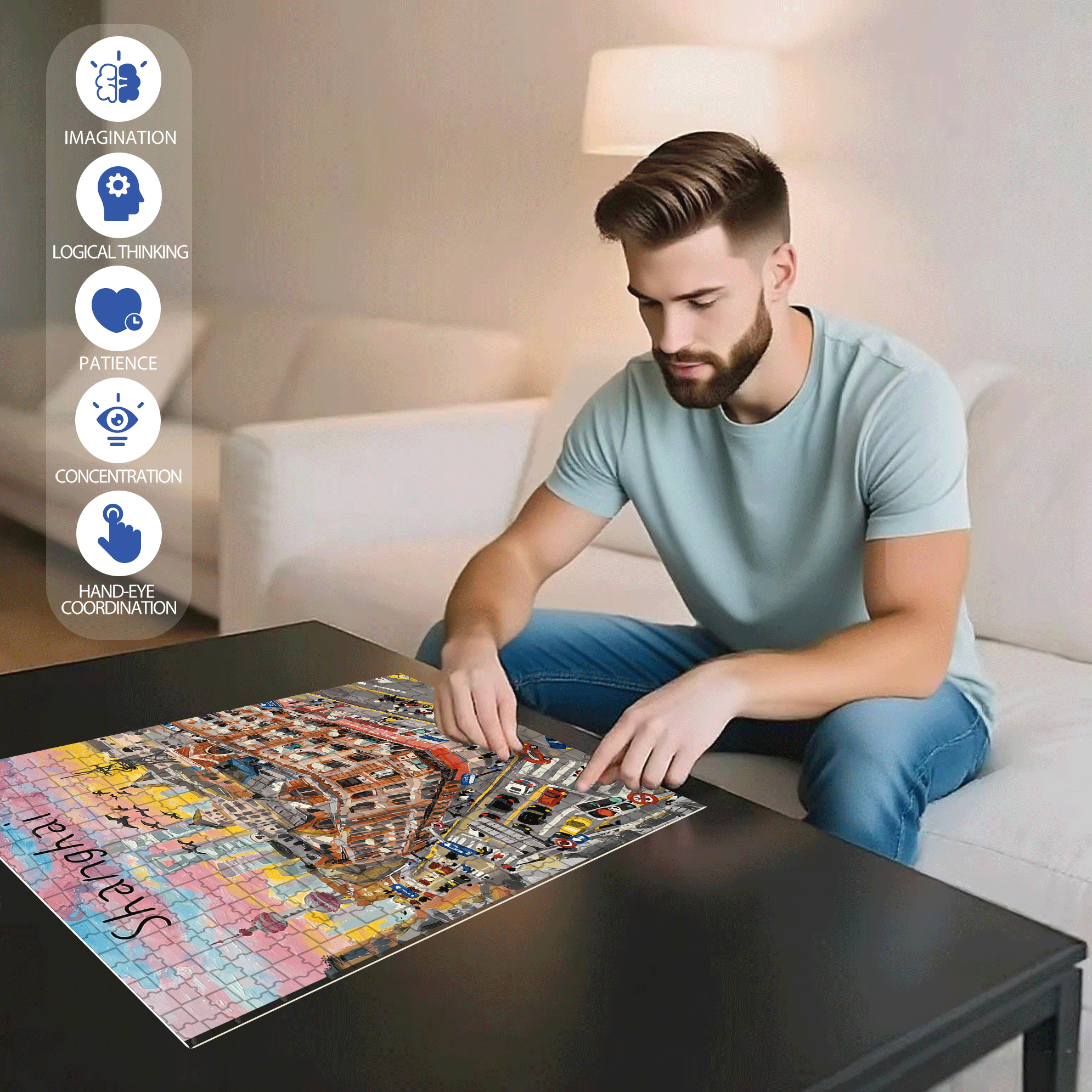 Autumn Is Suitable For Meeting 500pcs/1000pcs Jigsaw Puzzle, Scratch-Resistant, Interactive Family Game & Brain-Boosting DIY Decor, Perfect for Halloween, Christmas & New Year Gifts, Family Puzzle Game