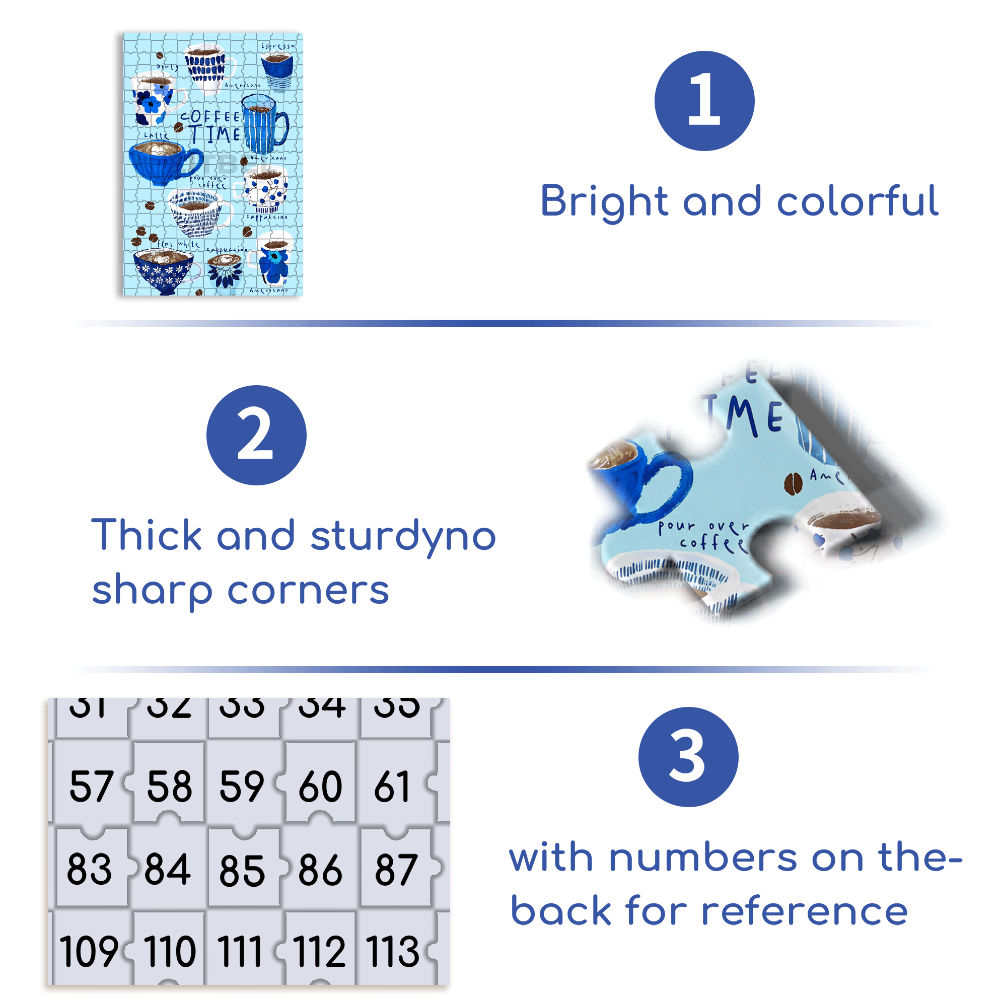 Blue Coffee Cup 500pcs/1000pcs Jigsaw Puzzle, Scratch-Resistant, Interactive Family Game & Brain-Boosting DIY Decor, Perfect for Halloween, Christmas & New Year Gifts, Family Puzzle Game