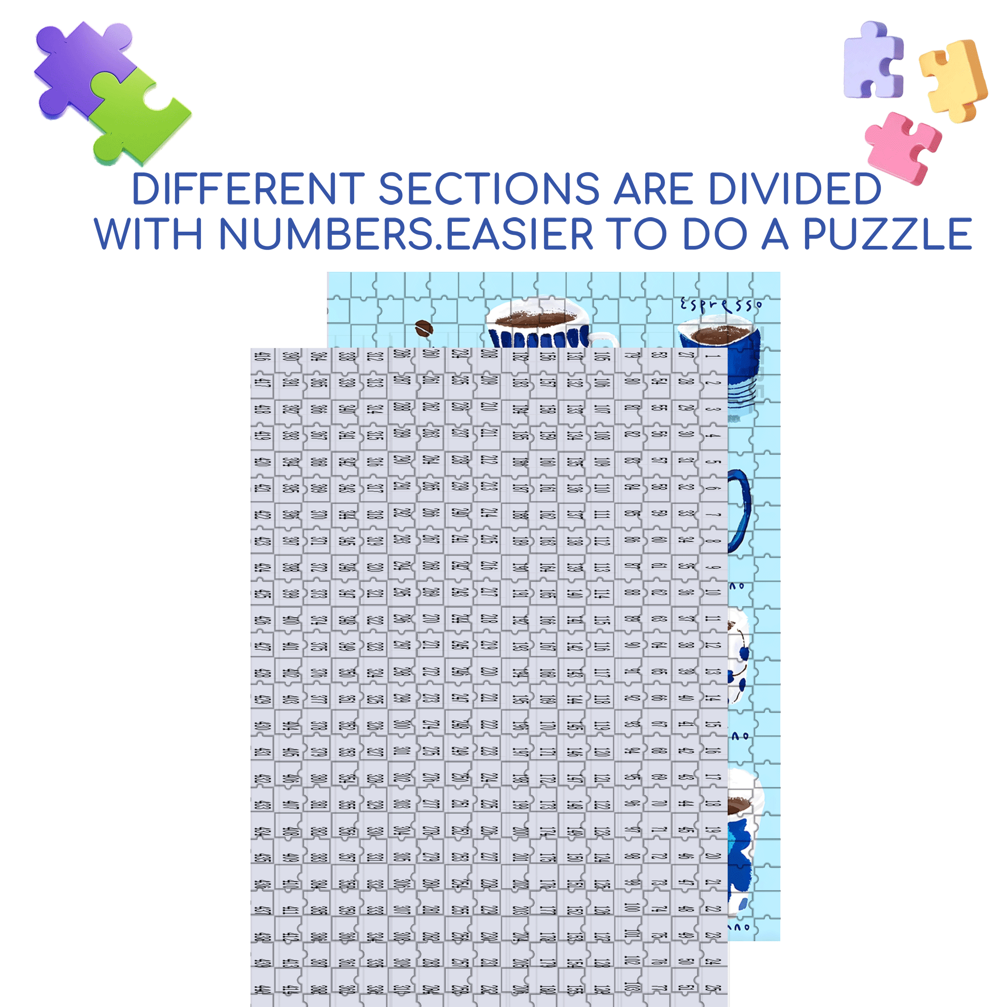 Blue Coffee Cup 500pcs/1000pcs Jigsaw Puzzle, Scratch-Resistant, Interactive Family Game & Brain-Boosting DIY Decor, Perfect for Halloween, Christmas & New Year Gifts, Family Puzzle Game