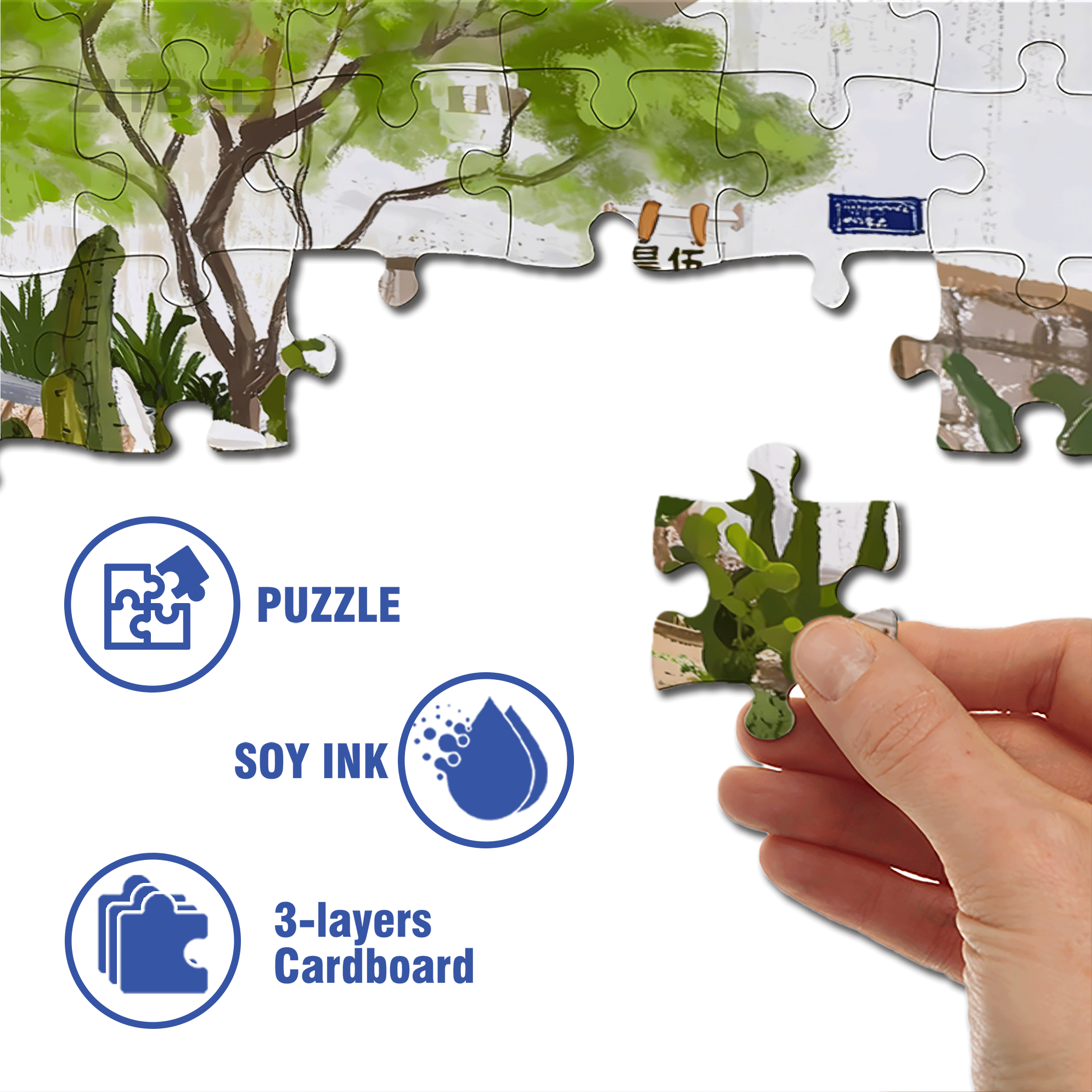 Botanical Cactus Garden  500pcs/1000pcs Jigsaw Puzzle, Scratch-Resistant, Interactive Family Game & Brain-Boosting DIY Decor, Perfect for Halloween, Christmas & New Year Gifts, Family Puzzle Game