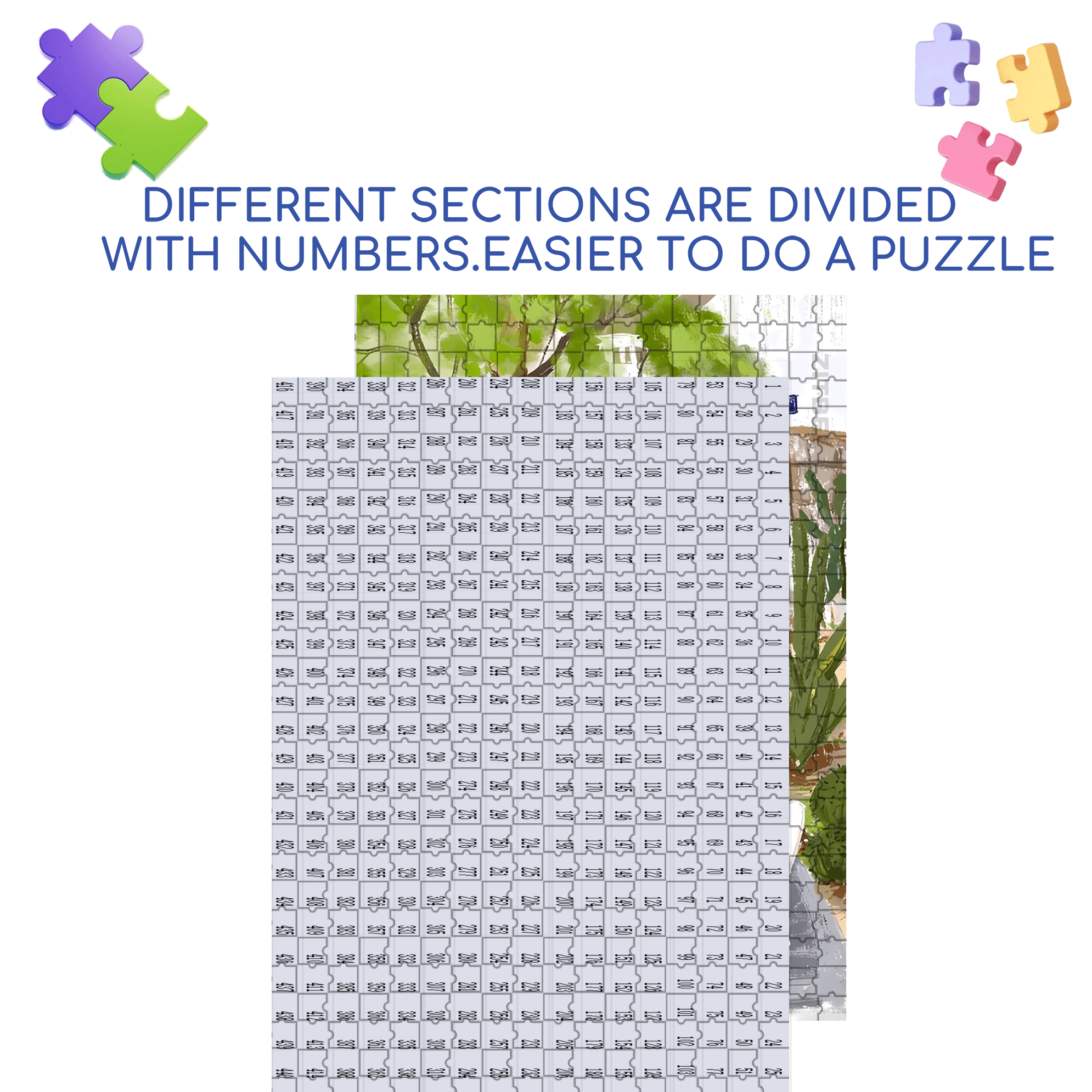 Botanical Cactus Garden  500pcs/1000pcs Jigsaw Puzzle, Scratch-Resistant, Interactive Family Game & Brain-Boosting DIY Decor, Perfect for Halloween, Christmas & New Year Gifts, Family Puzzle Game