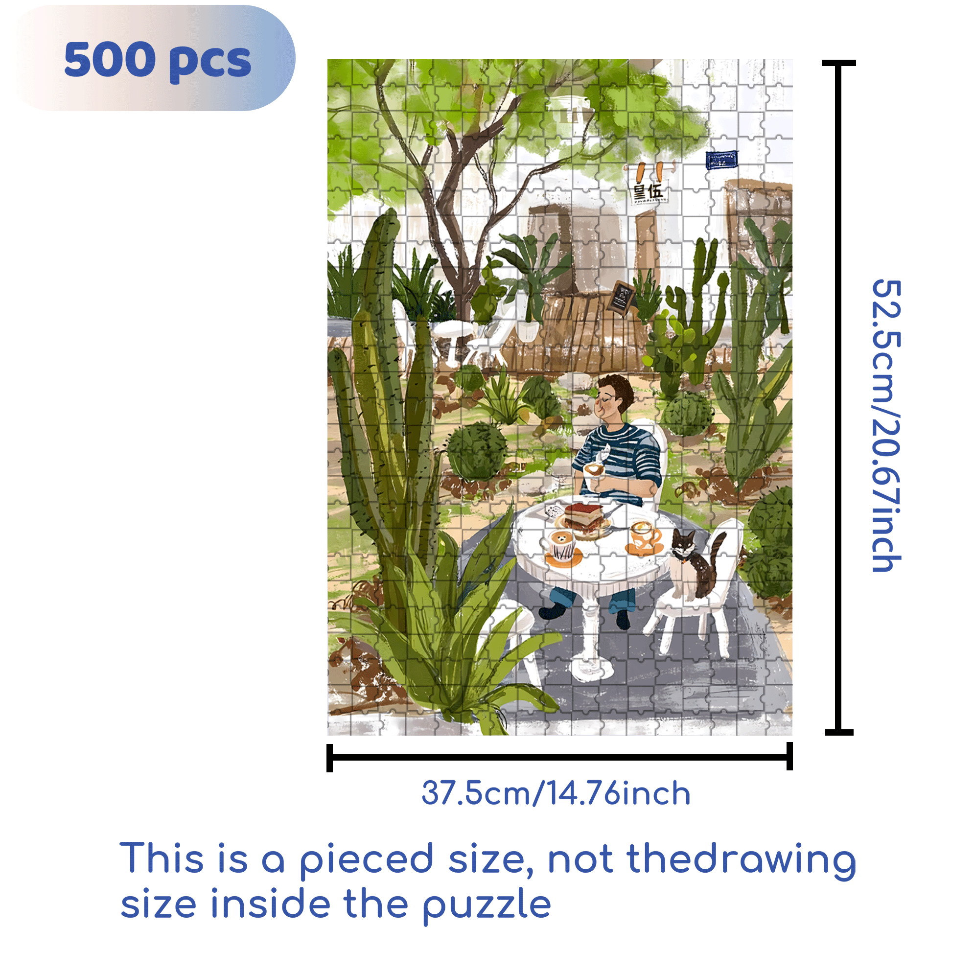 Botanical Cactus Garden  500pcs/1000pcs Jigsaw Puzzle, Scratch-Resistant, Interactive Family Game & Brain-Boosting DIY Decor, Perfect for Halloween, Christmas & New Year Gifts, Family Puzzle Game